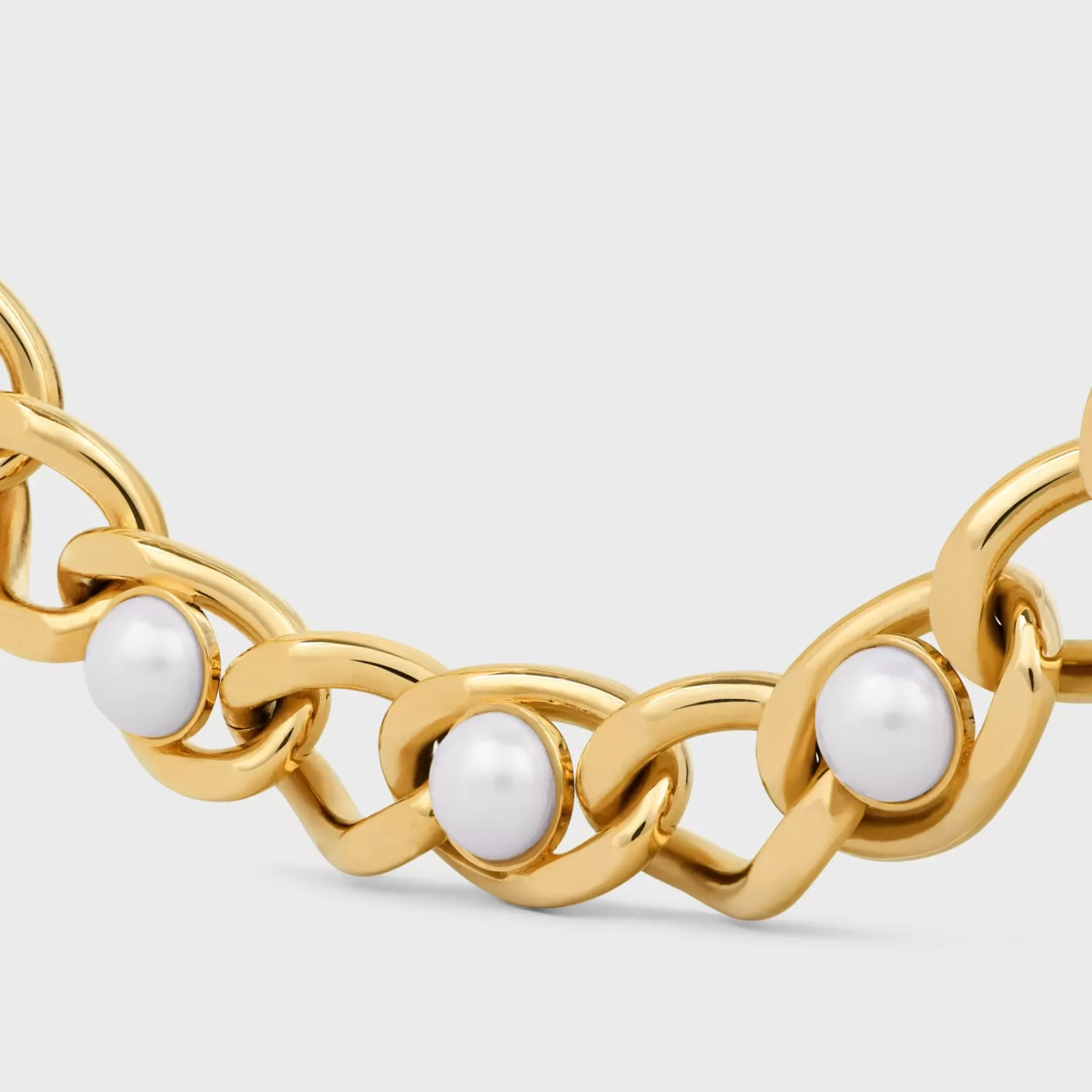 Best Sale CELINE Les Perles Maillon Necklace in Brass with Gold Finish and Resin Pearls GOLD/IVORY