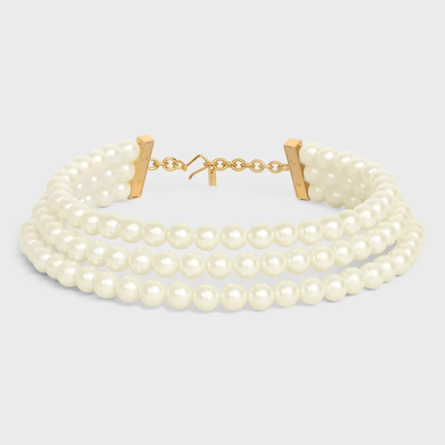 Shop CELINE Les Perles Necklace in Resin Pearls, Brass with Gold Finish and Steel GOLD/IVORY