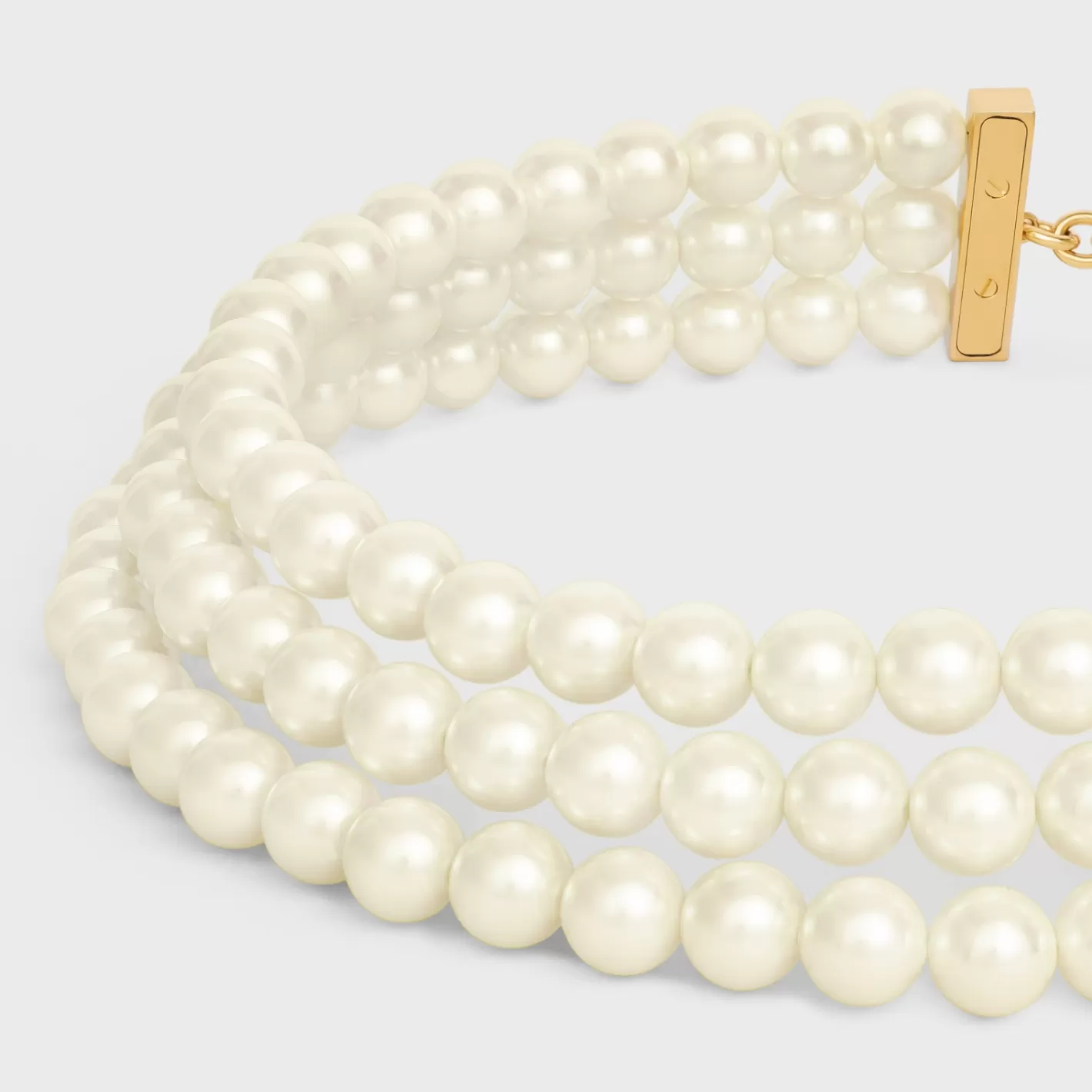 Shop CELINE Les Perles Necklace in Resin Pearls, Brass with Gold Finish and Steel GOLD/IVORY