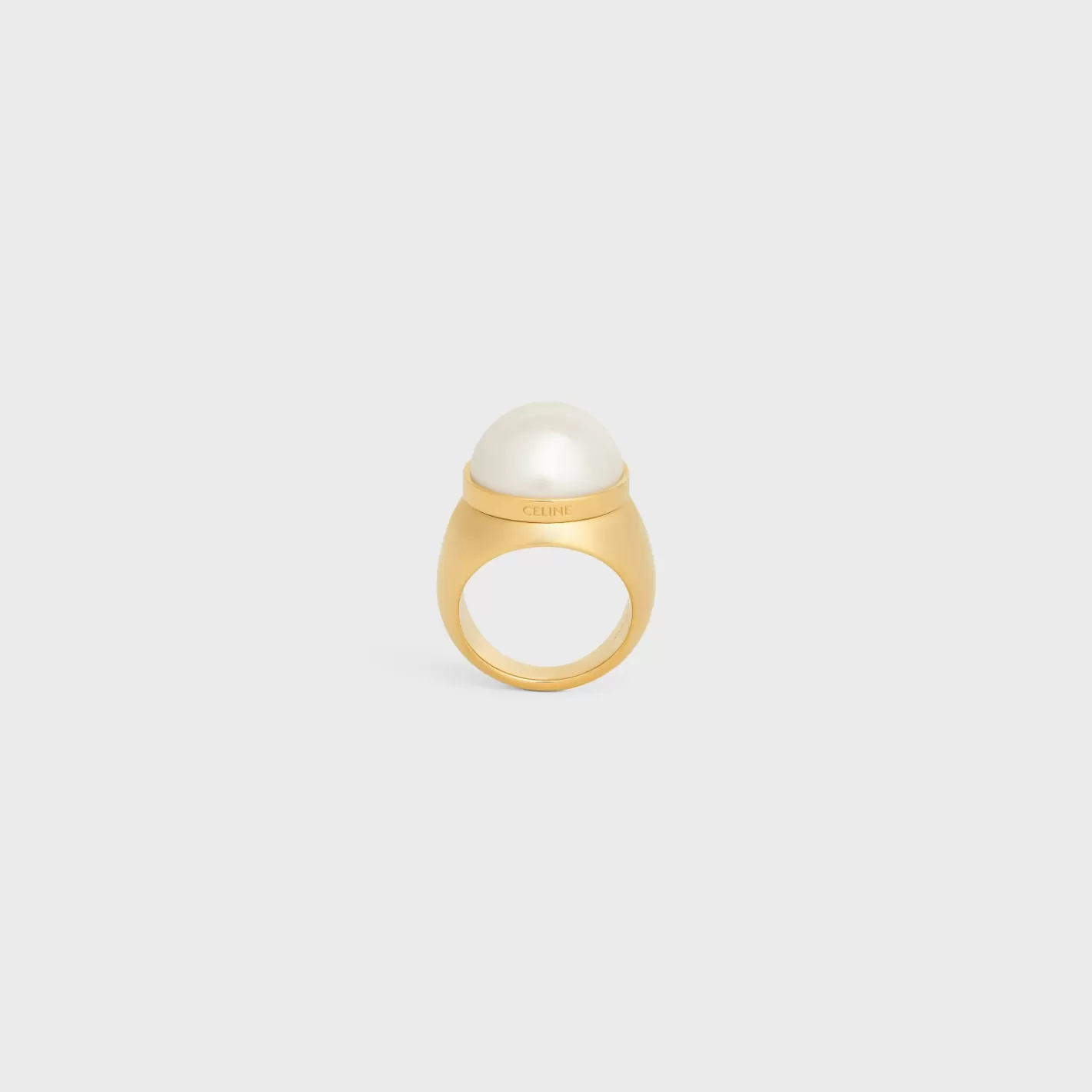 Cheap CELINE Les Perles Ring in Resin Pearls and Brass with Gold Finish GOLD/IVORY