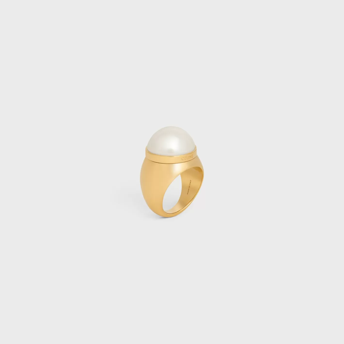 Cheap CELINE Les Perles Ring in Resin Pearls and Brass with Gold Finish GOLD/IVORY