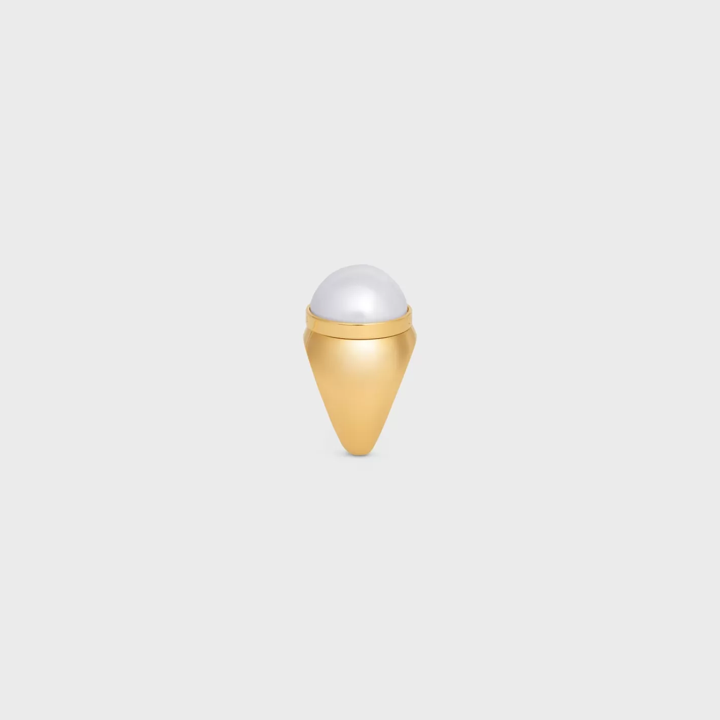 Cheap CELINE Les Perles Ring in Resin Pearls and Brass with Gold Finish GOLD/IVORY