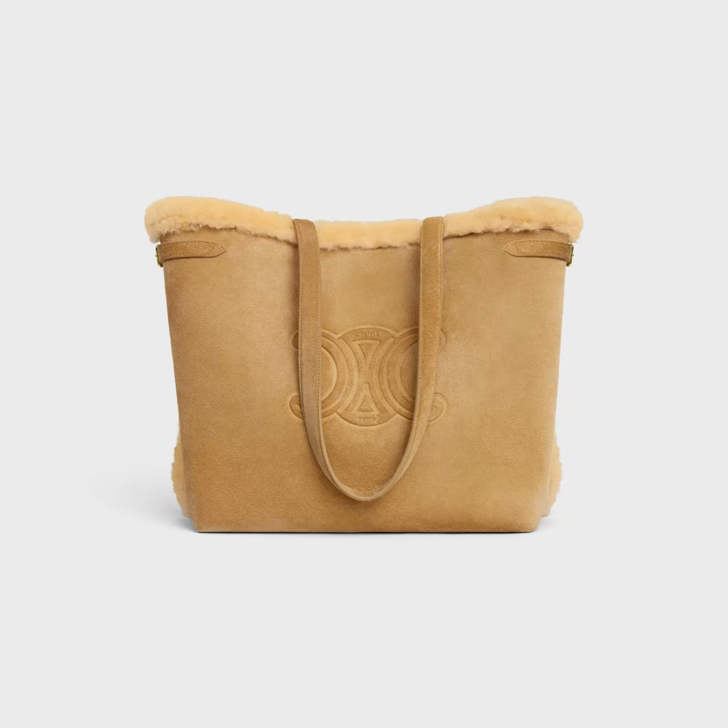 New CELINE MEDIUM CABAS ANAÏS CUIR TRIOMPHE in SUEDE CALFSKIN AND SHEARLING NATURAL