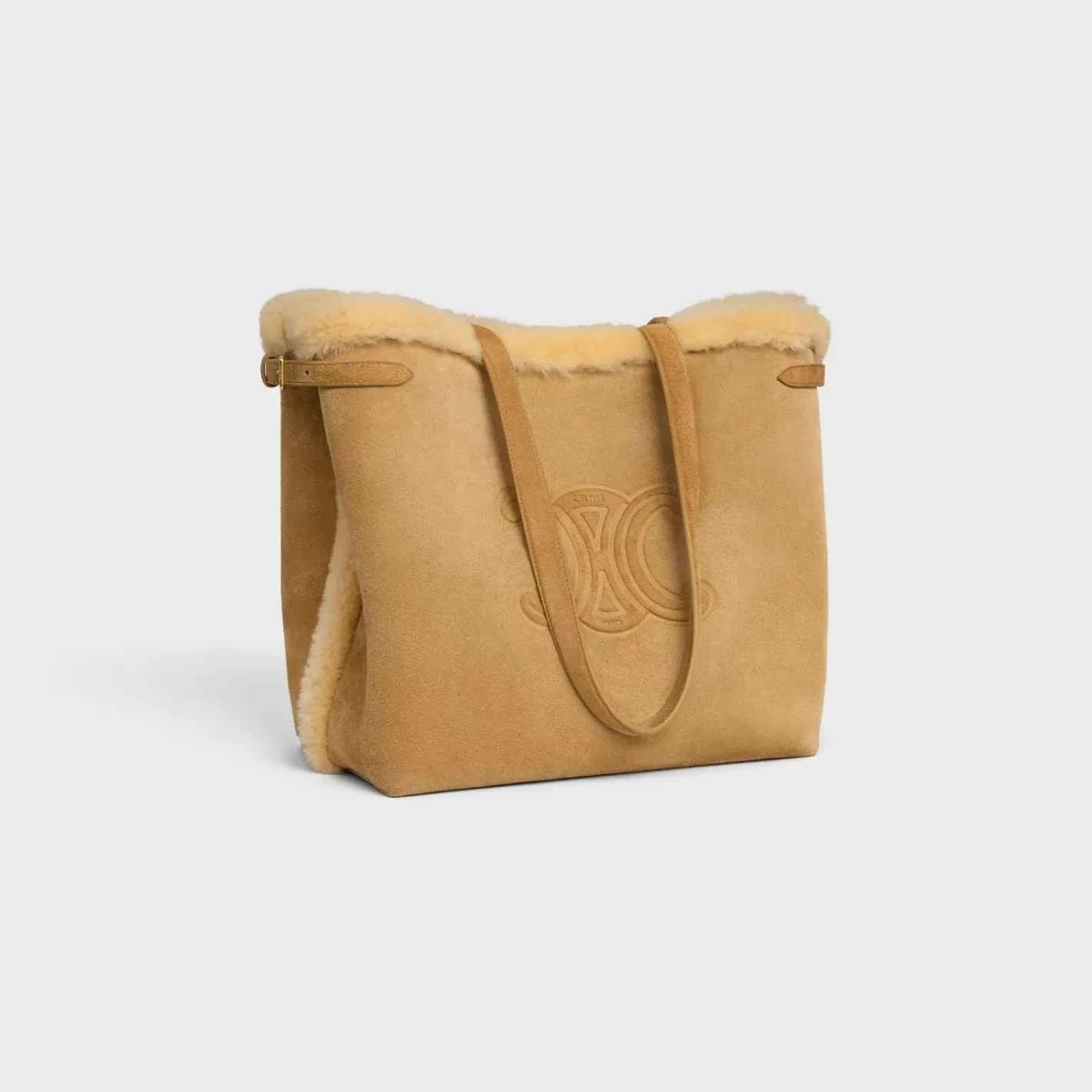 New CELINE MEDIUM CABAS ANAÏS CUIR TRIOMPHE in SUEDE CALFSKIN AND SHEARLING NATURAL