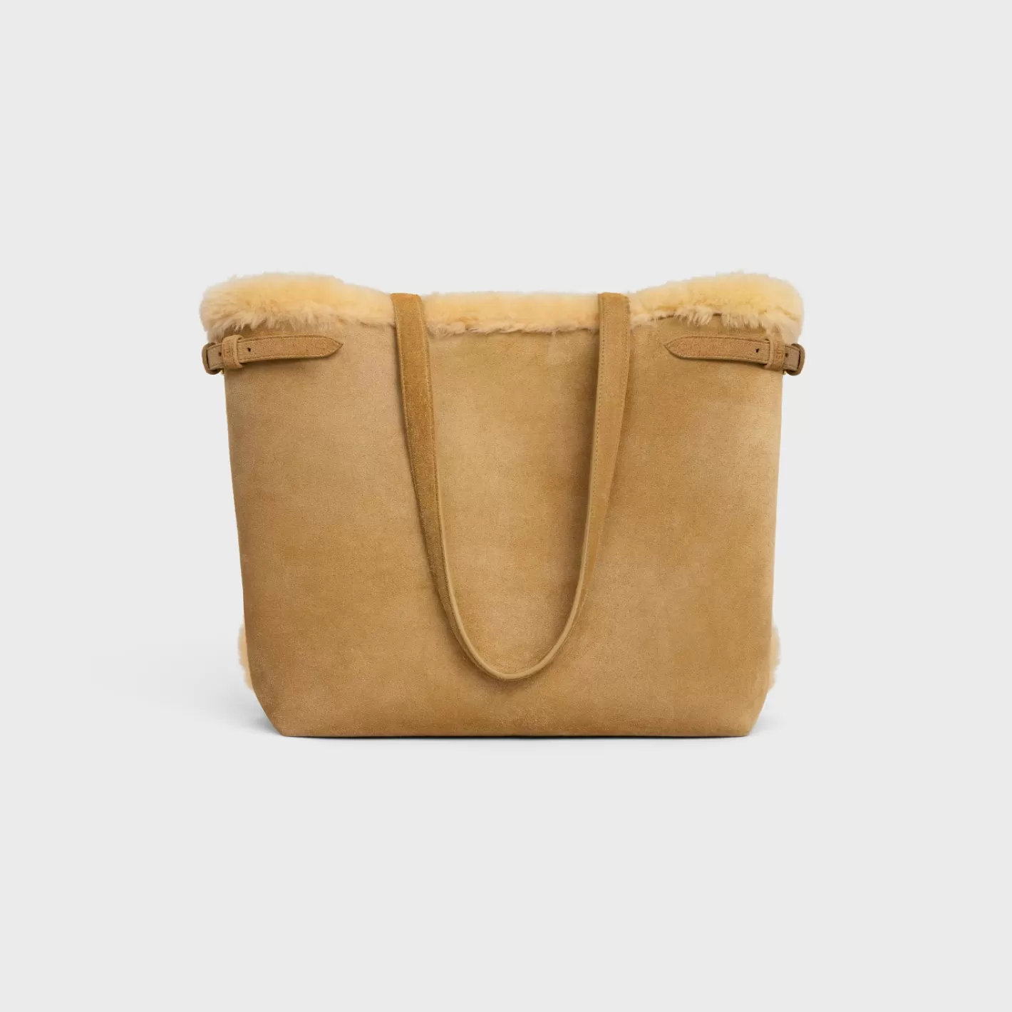 New CELINE MEDIUM CABAS ANAÏS CUIR TRIOMPHE in SUEDE CALFSKIN AND SHEARLING NATURAL