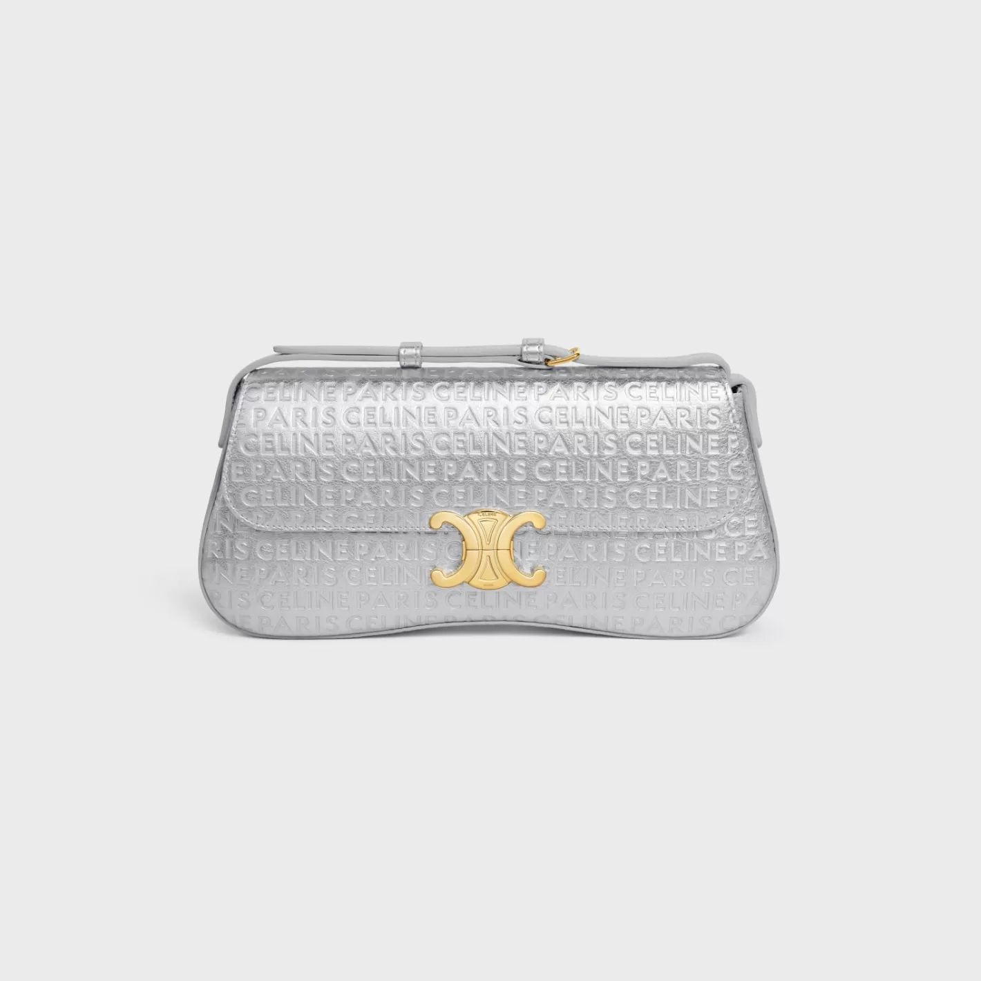 Fashion CELINE MEDIUM LOLA BAG in laminated calfskin with all-over SILVER