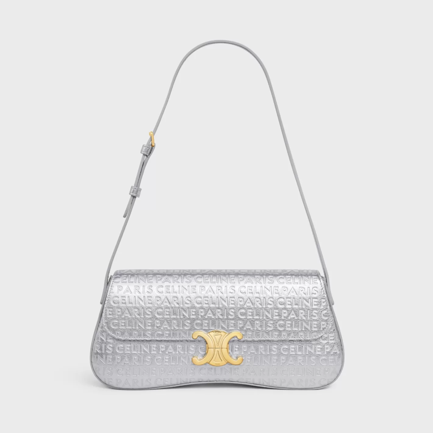 Fashion CELINE MEDIUM LOLA BAG in laminated calfskin with all-over SILVER