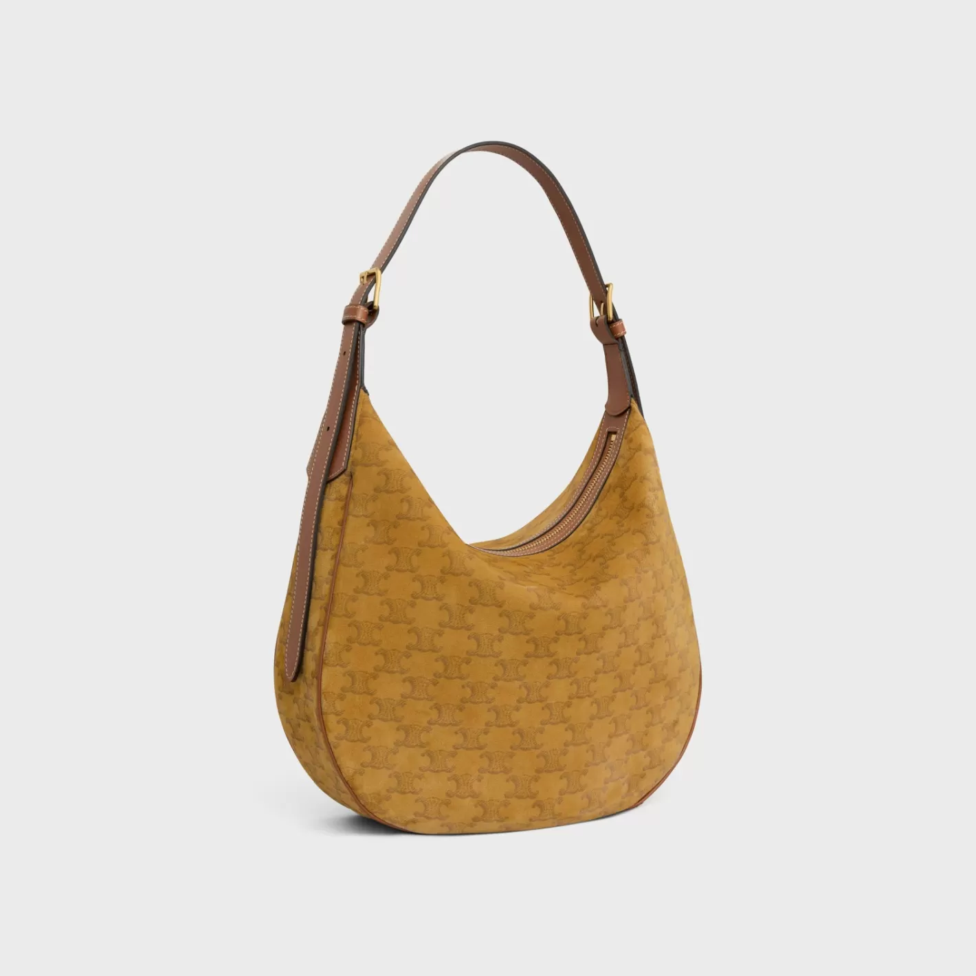 Store CELINE MEDIUM HELOÏSE BAG CUIR TRIOMPHE in SUEDE CALFSKIN WITH TRIOMPHE ALL-OVER BLONDE