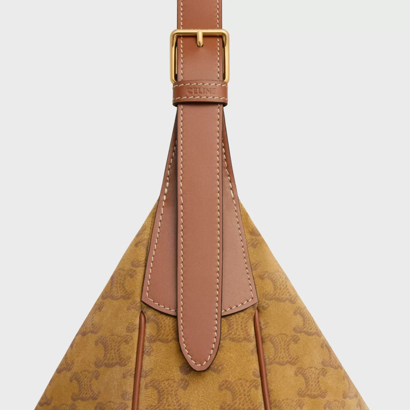 Store CELINE MEDIUM HELOÏSE BAG CUIR TRIOMPHE in SUEDE CALFSKIN WITH TRIOMPHE ALL-OVER BLONDE