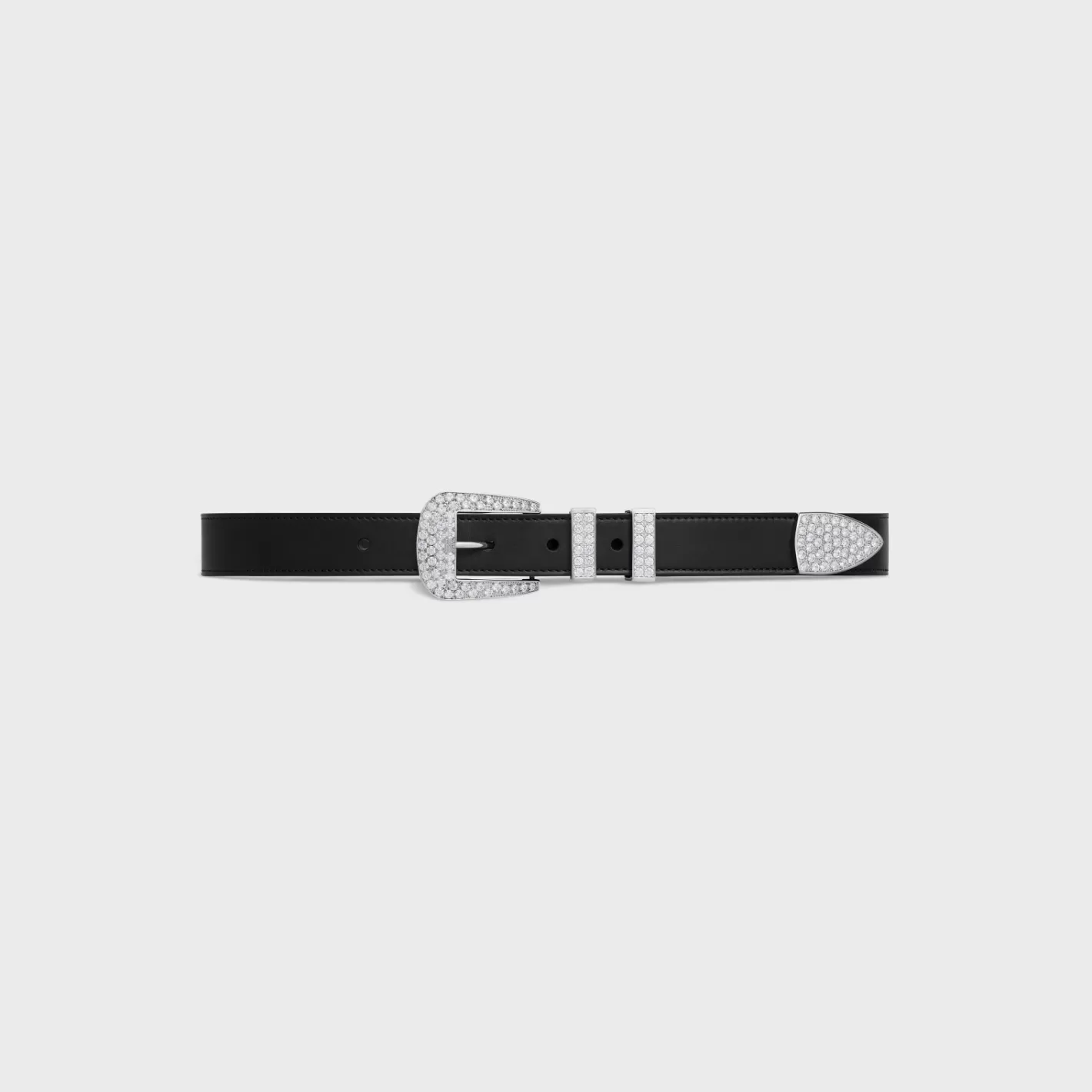 Hot CELINE MEDIUM MARCO BELT WITH STRASS in VINTAGE CALFSKIN BLACK
