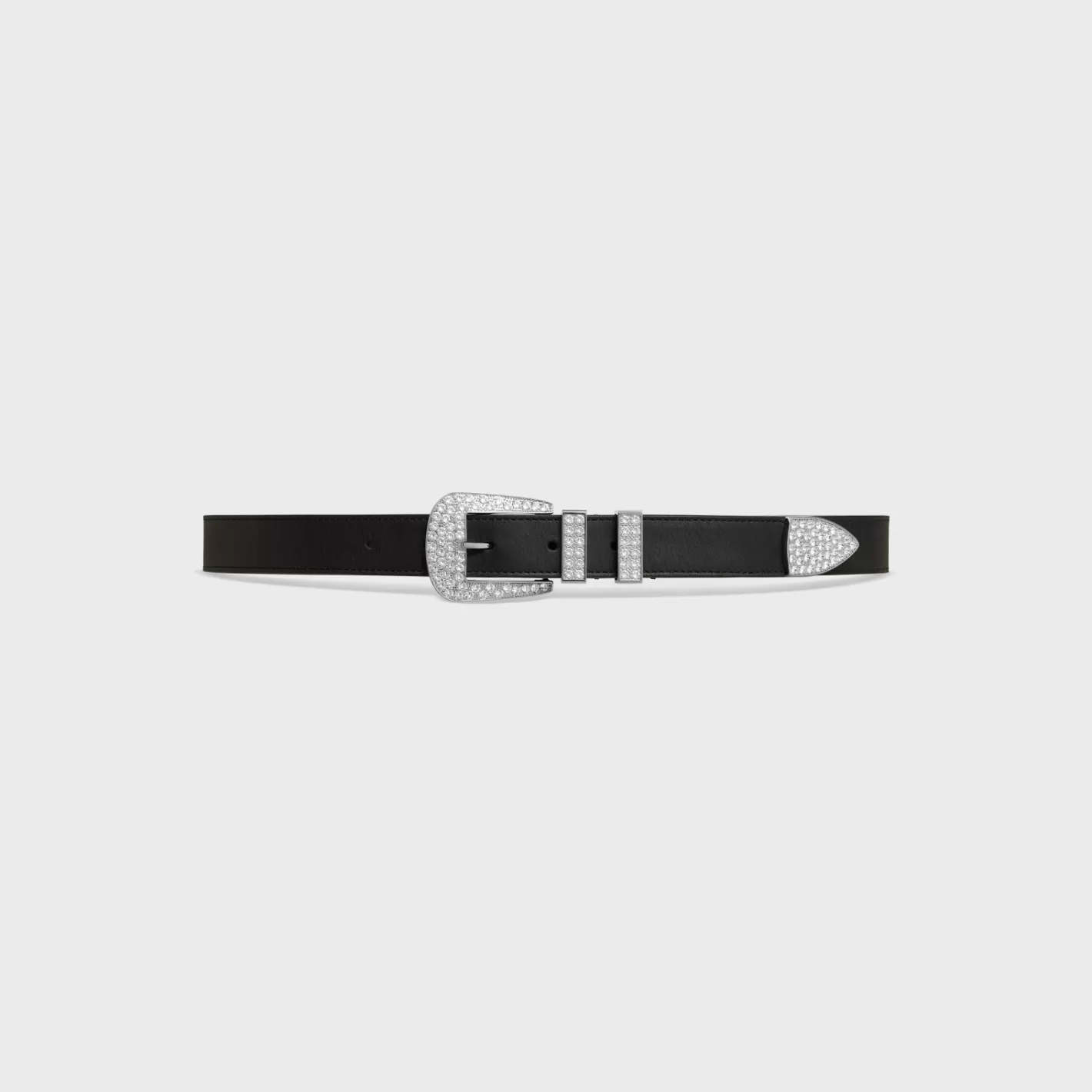 Online CELINE MEDIUM MARCO BELT WITH STRASS in VINTAGE CALFSKIN BLACK