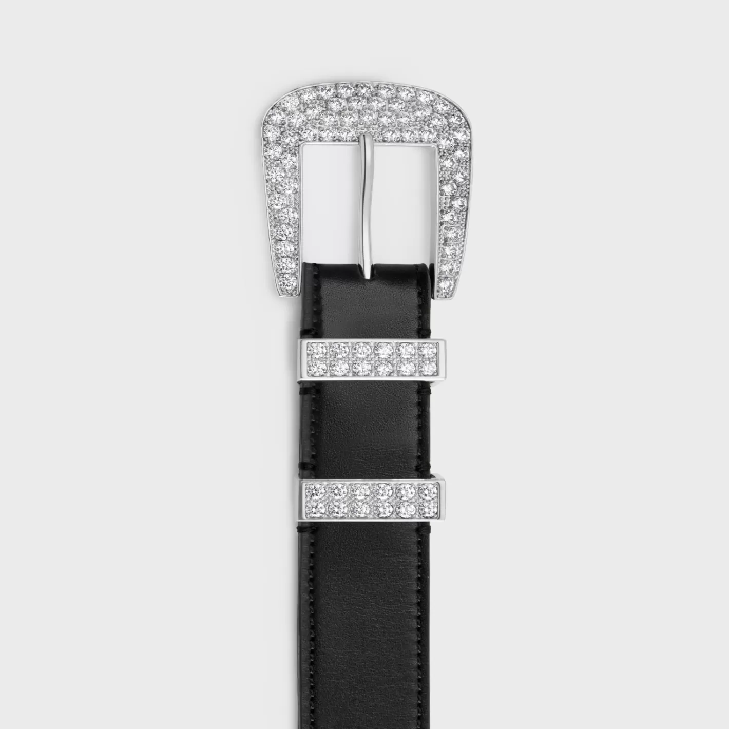 Hot CELINE MEDIUM MARCO BELT WITH STRASS in VINTAGE CALFSKIN BLACK