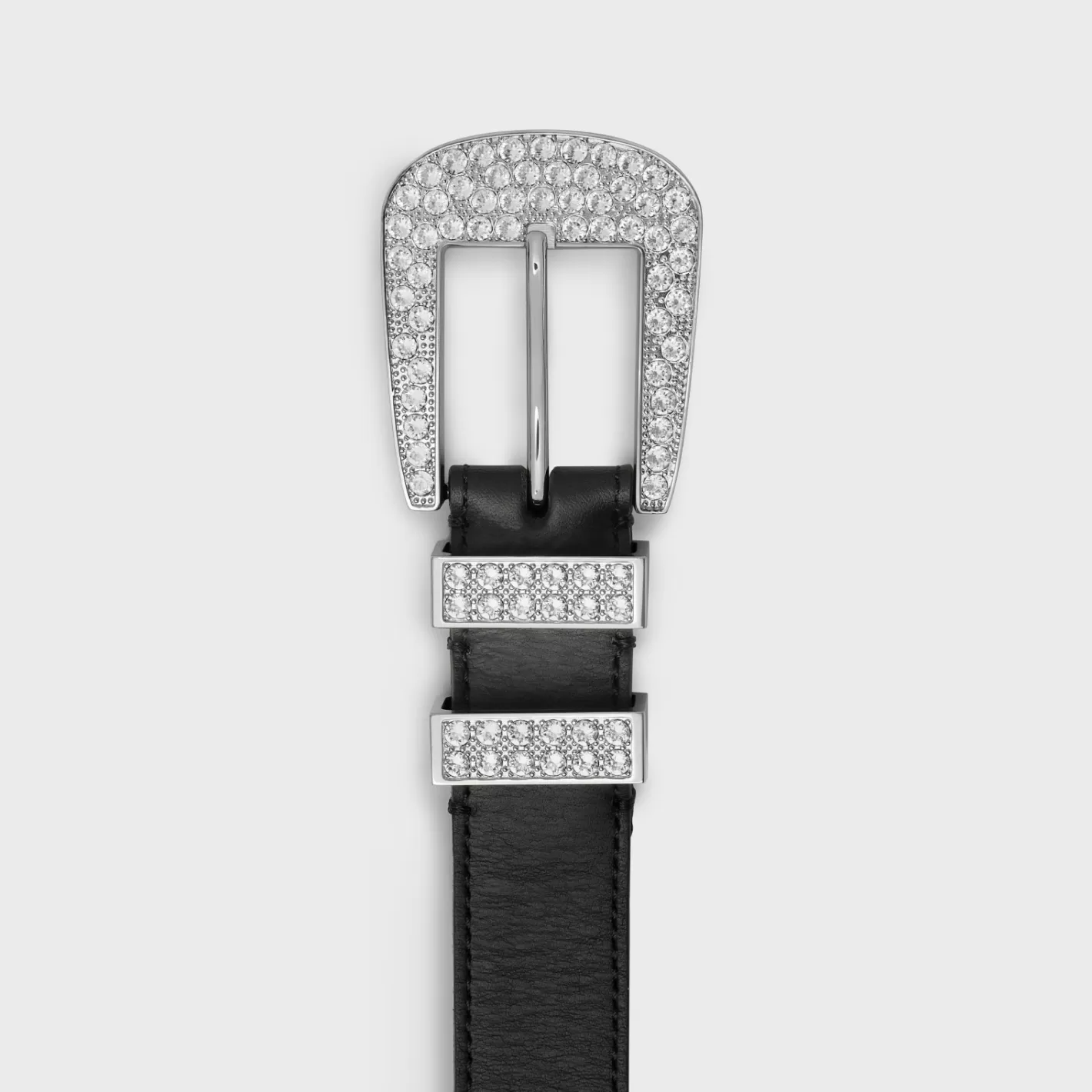 Online CELINE MEDIUM MARCO BELT WITH STRASS in VINTAGE CALFSKIN BLACK
