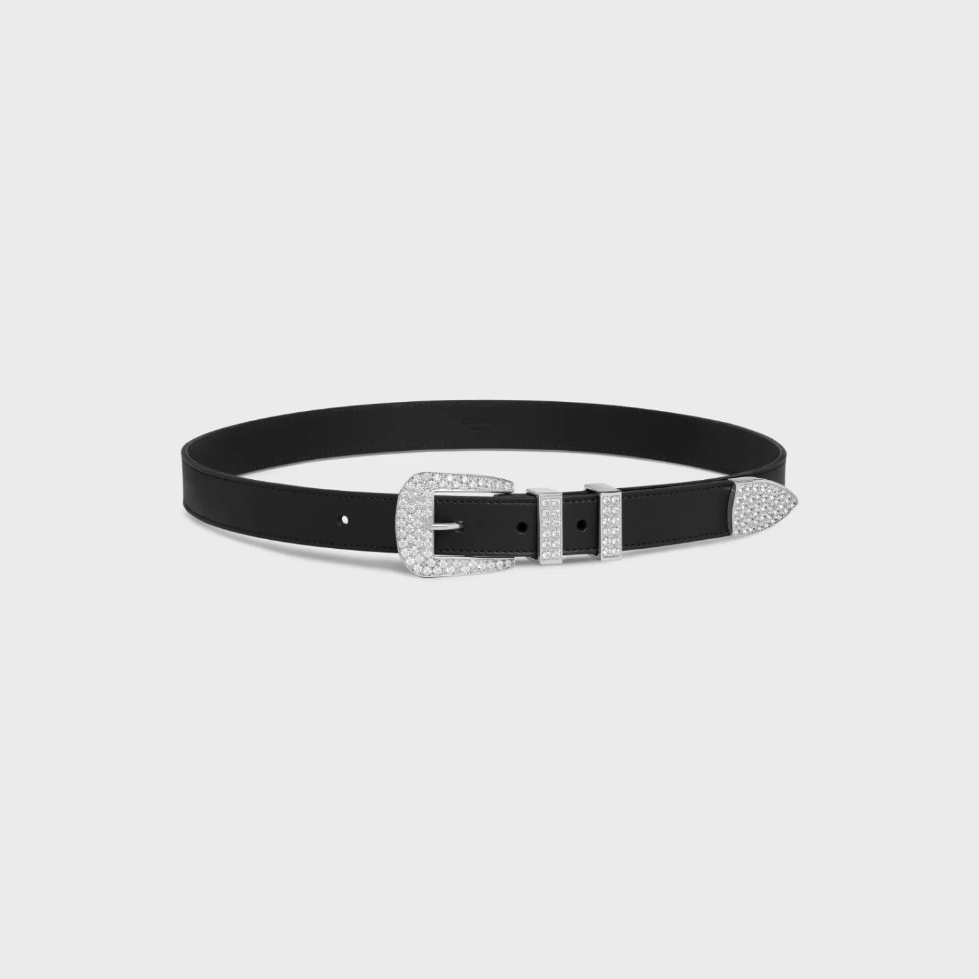 Hot CELINE MEDIUM MARCO BELT WITH STRASS in VINTAGE CALFSKIN BLACK