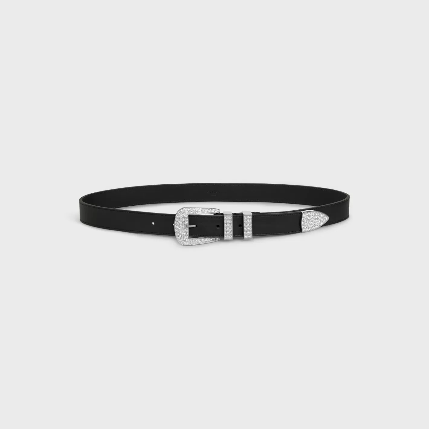 Online CELINE MEDIUM MARCO BELT WITH STRASS in VINTAGE CALFSKIN BLACK