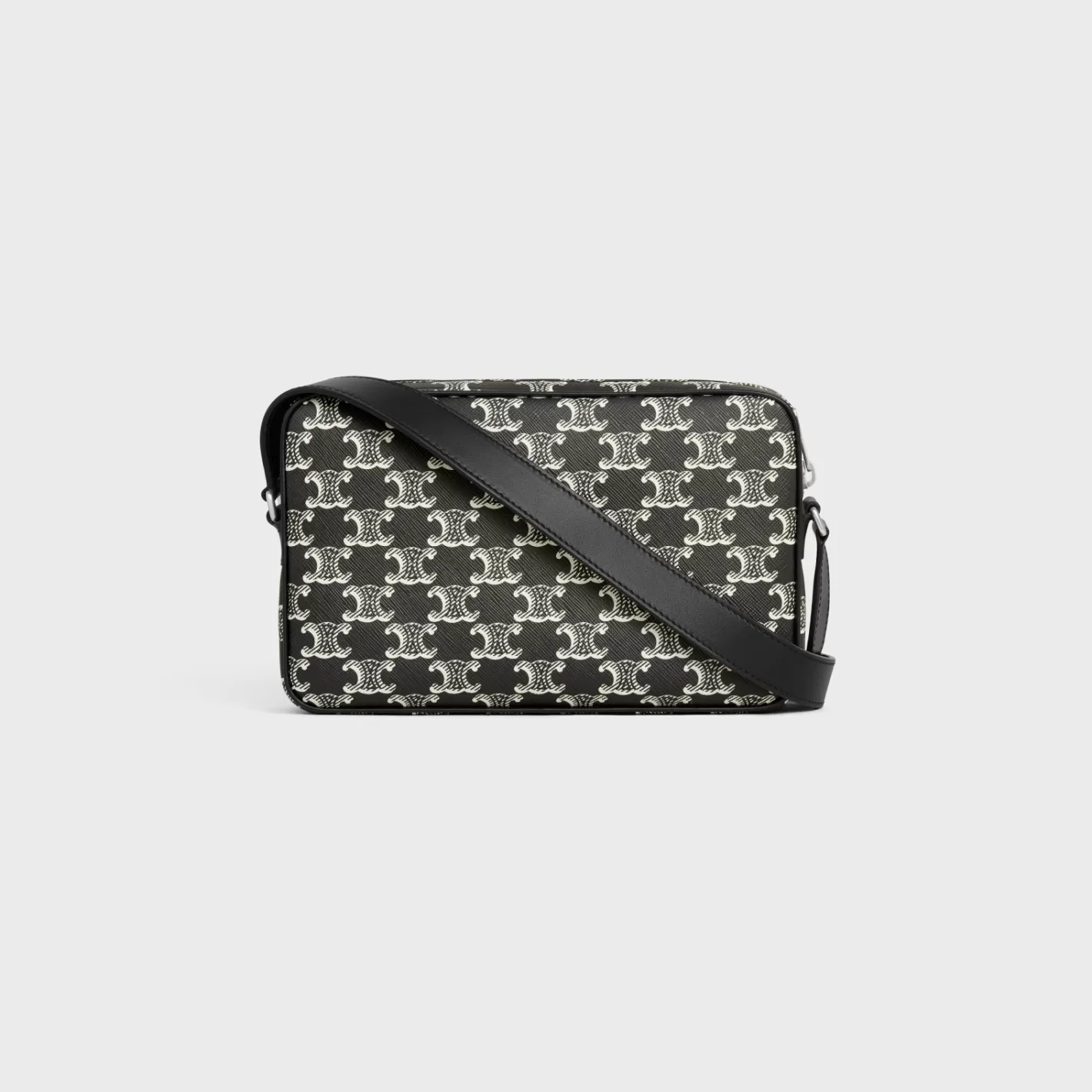 Store CELINE Medium Messenger Bag in Triomphe canvas two-tone with print BLACK/WHITE