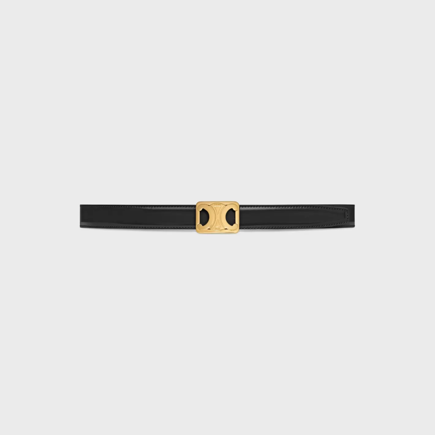 Best Sale CELINE MEDIUM REVERSIBLE FRAMED TRIOMPHE BELT in TAURILLON AND LIZARD EMBOSSED CALFSKIN BLACK