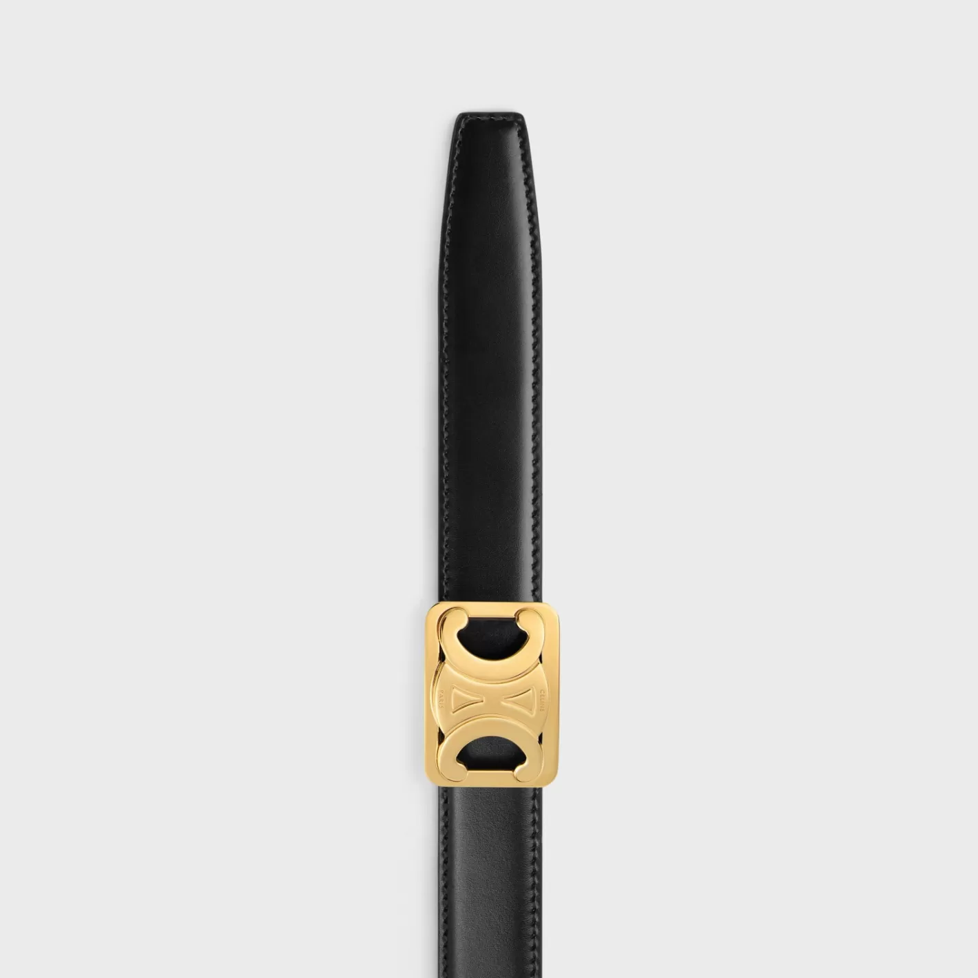 Best Sale CELINE MEDIUM REVERSIBLE FRAMED TRIOMPHE BELT in TAURILLON AND NATURAL CALFSKIN TAN/BLACK