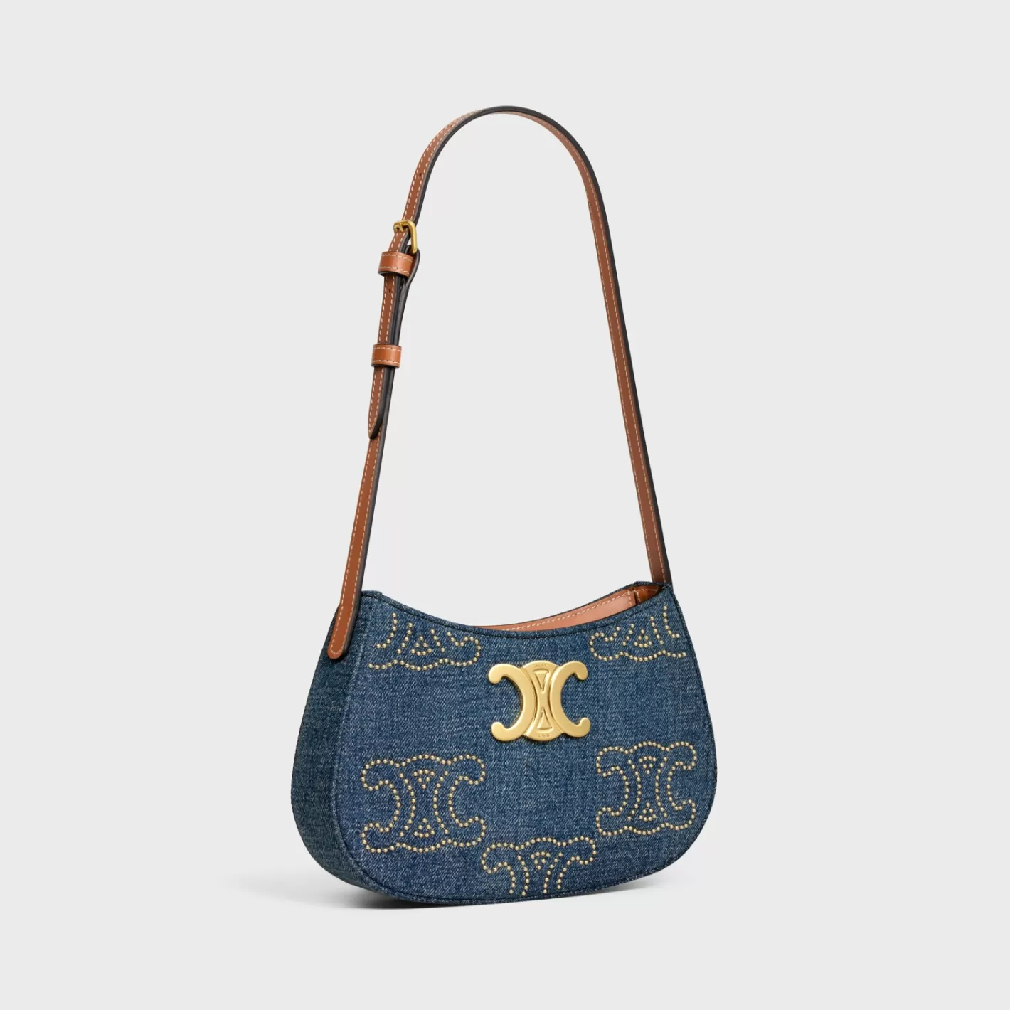 Fashion CELINE MEDIUM TILLY BAG in WITH TRIOMPHE STUDS AND CALFSKIN DENIM