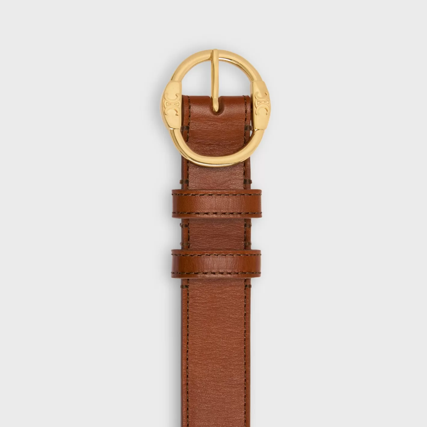 Cheap CELINE MEDIUM TWIN TRIOMPHE BELT in VINTAGE CALFSKIN CAMEL