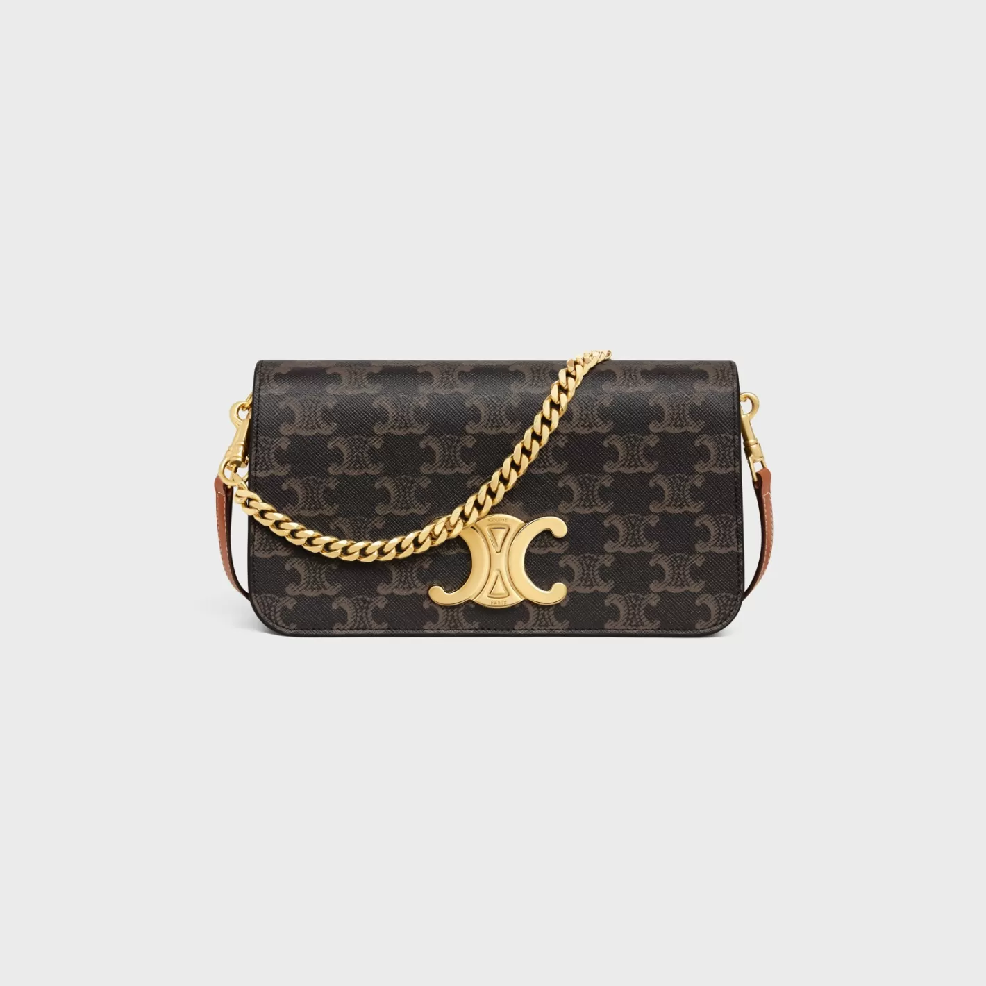 Fashion CELINE MULTIPOCHETTE in TRIOMPHE CANVAS and calfskin TAN