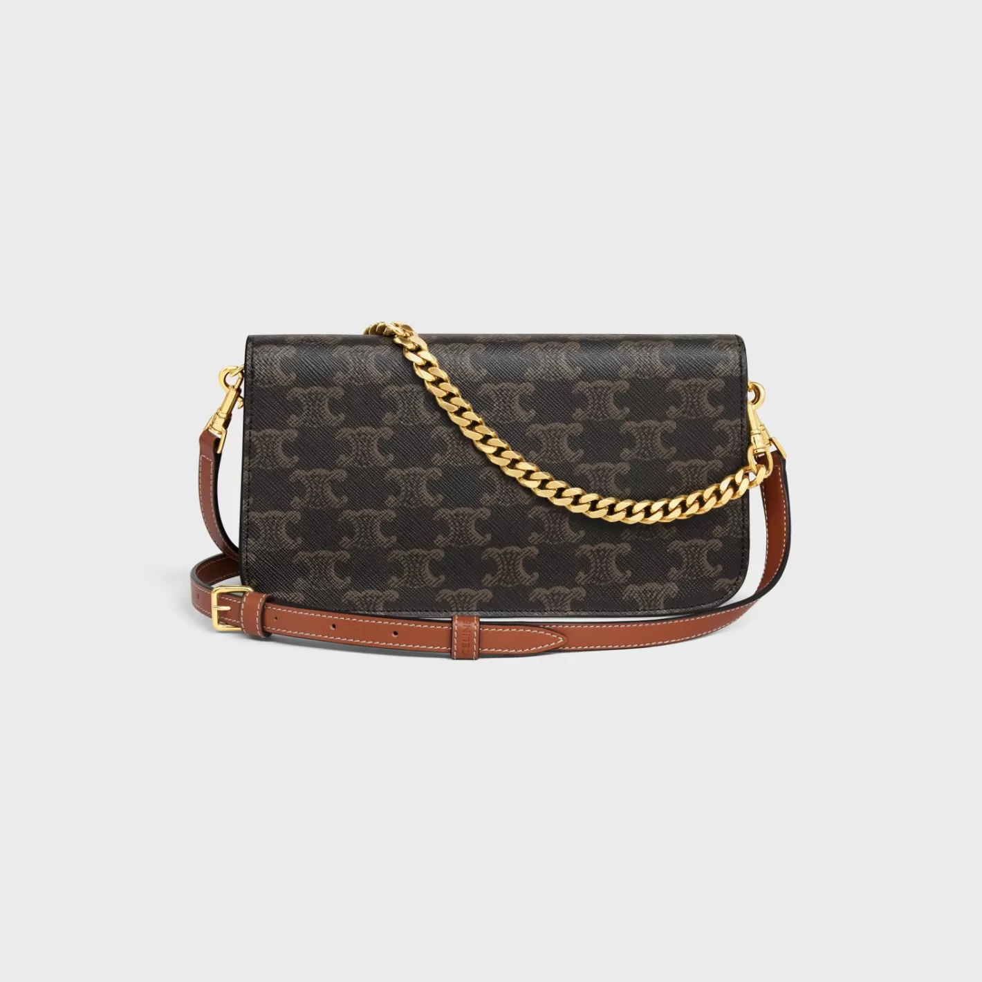 Fashion CELINE MULTIPOCHETTE in TRIOMPHE CANVAS and calfskin TAN