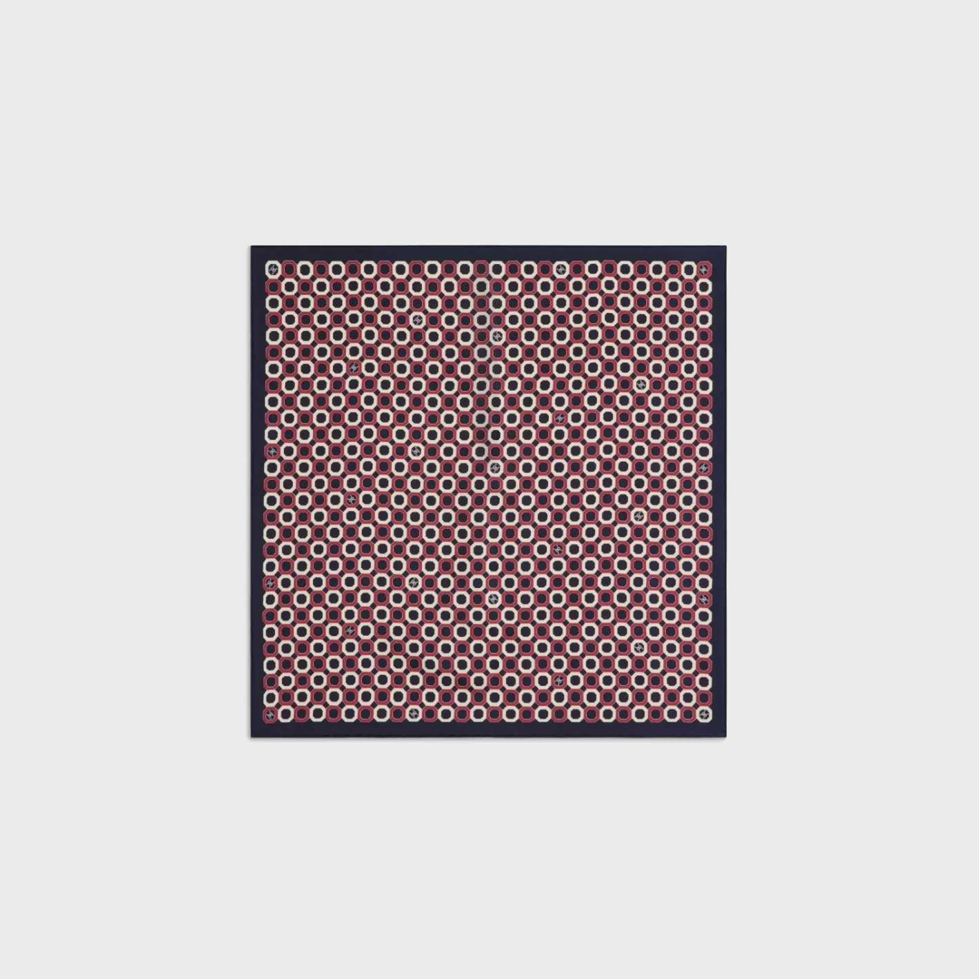 Shop CELINE octagon bandana in silk twill MARINE/CRAIE/BORDEAUX