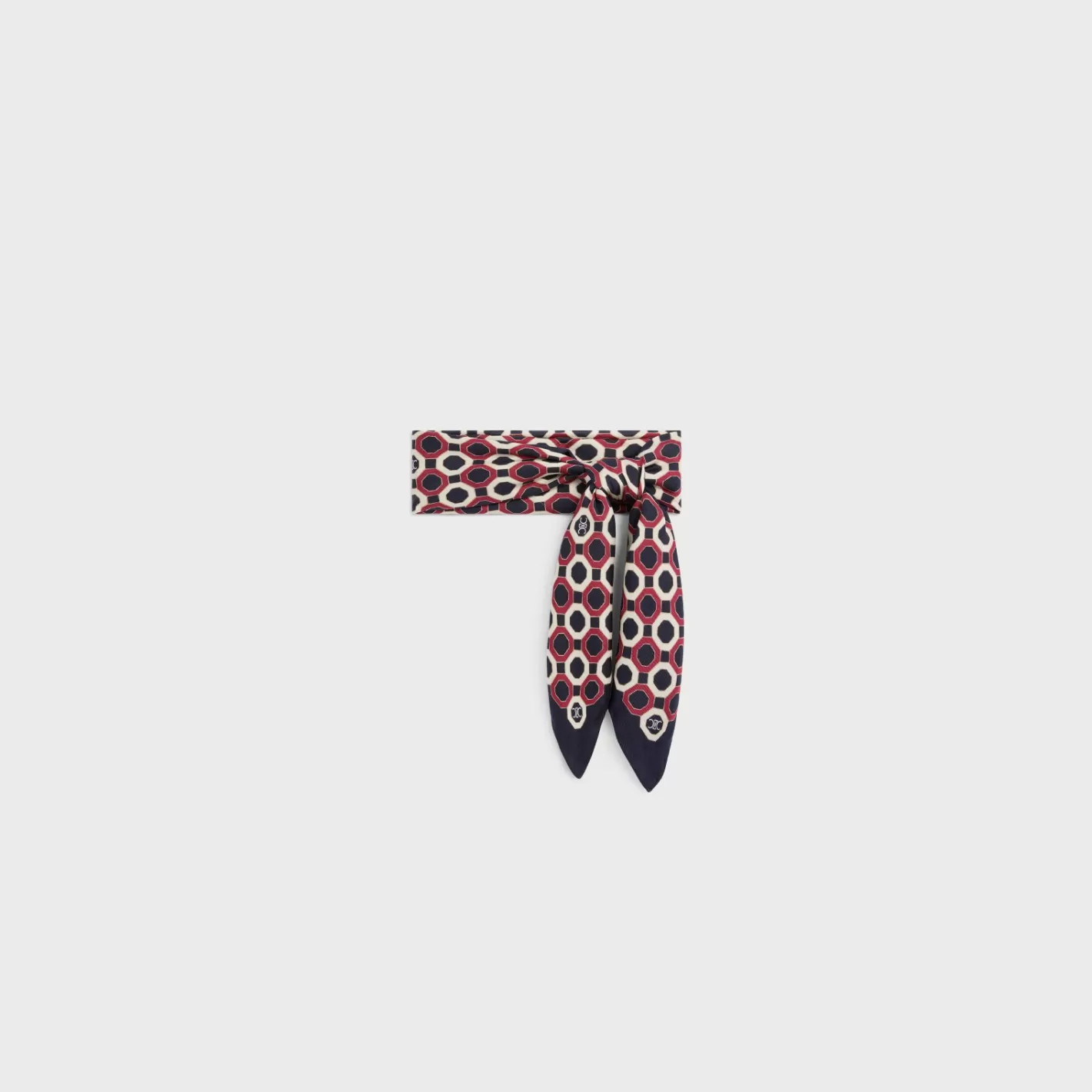 Shop CELINE octagon bandana in silk twill MARINE/CRAIE/BORDEAUX