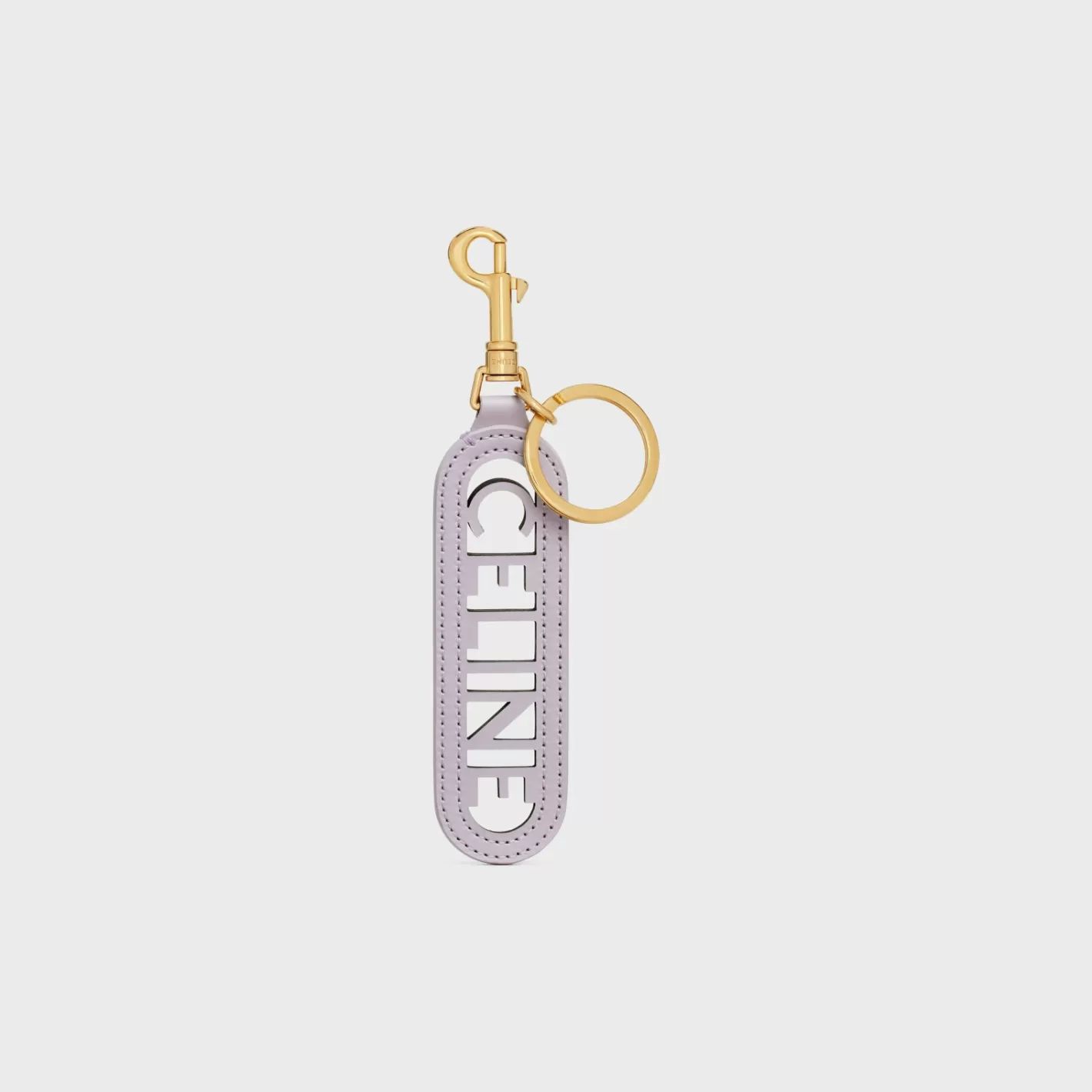 Sale CELINE PERFORATED KEYRING CHARM in SMOOTH CALFSKIN with Gold FInishing LIGHTLILAC