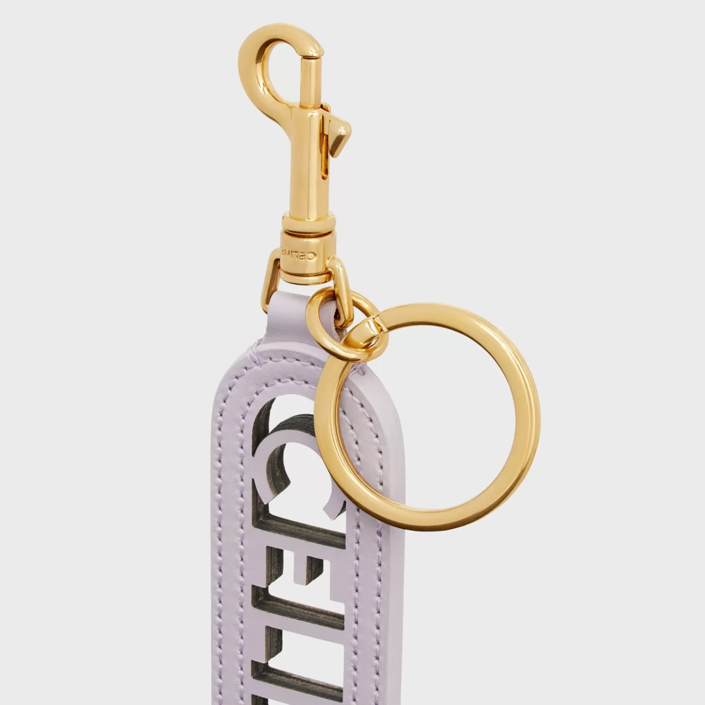 Sale CELINE PERFORATED KEYRING CHARM in SMOOTH CALFSKIN with Gold FInishing LIGHTLILAC