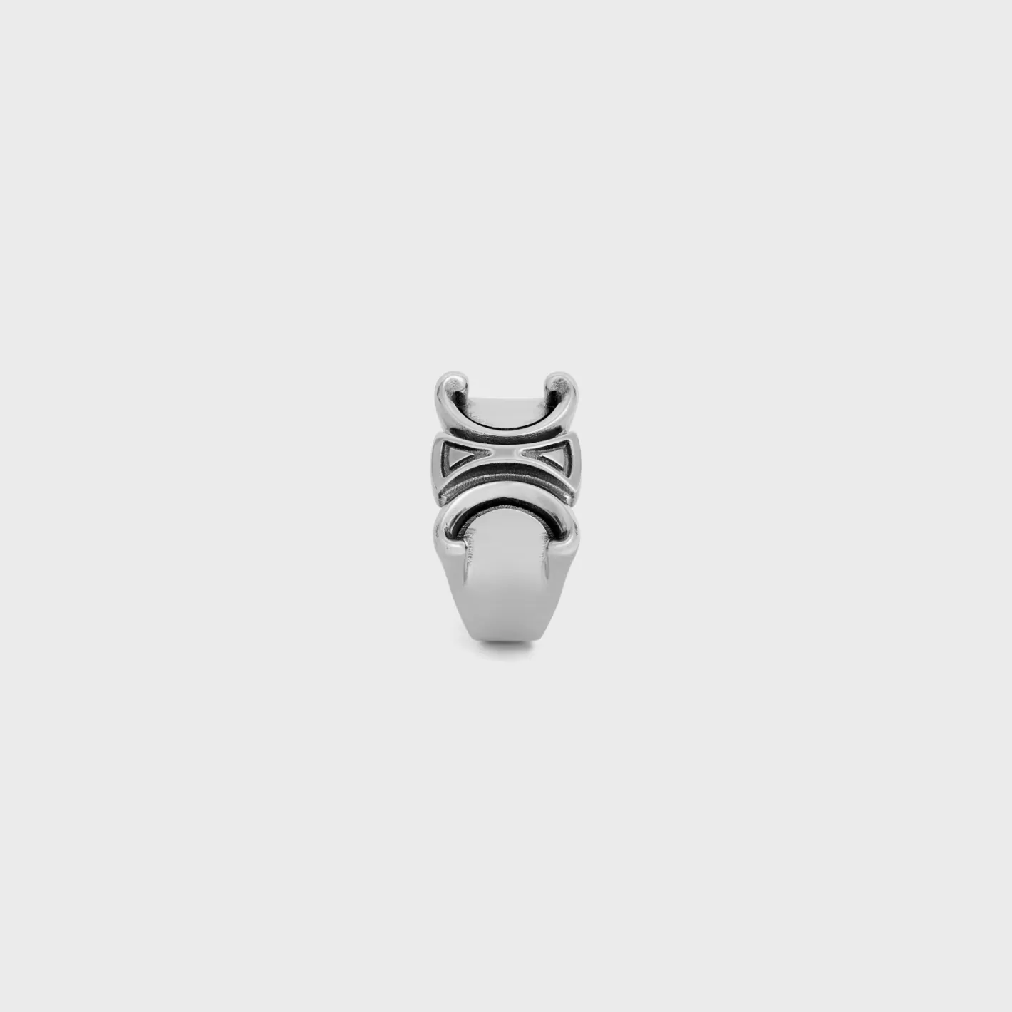 Best CELINE San Onofre Chunky Triomphe Ring in Brass with Rhodium Finish SILVER