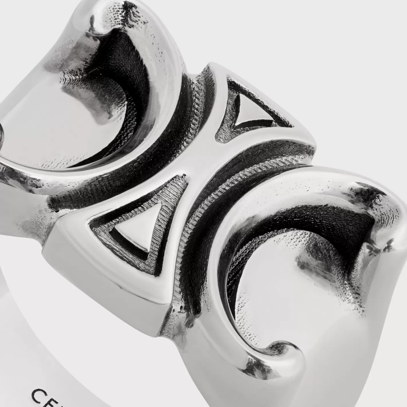 Best CELINE San Onofre Chunky Triomphe Ring in Brass with Rhodium Finish SILVER