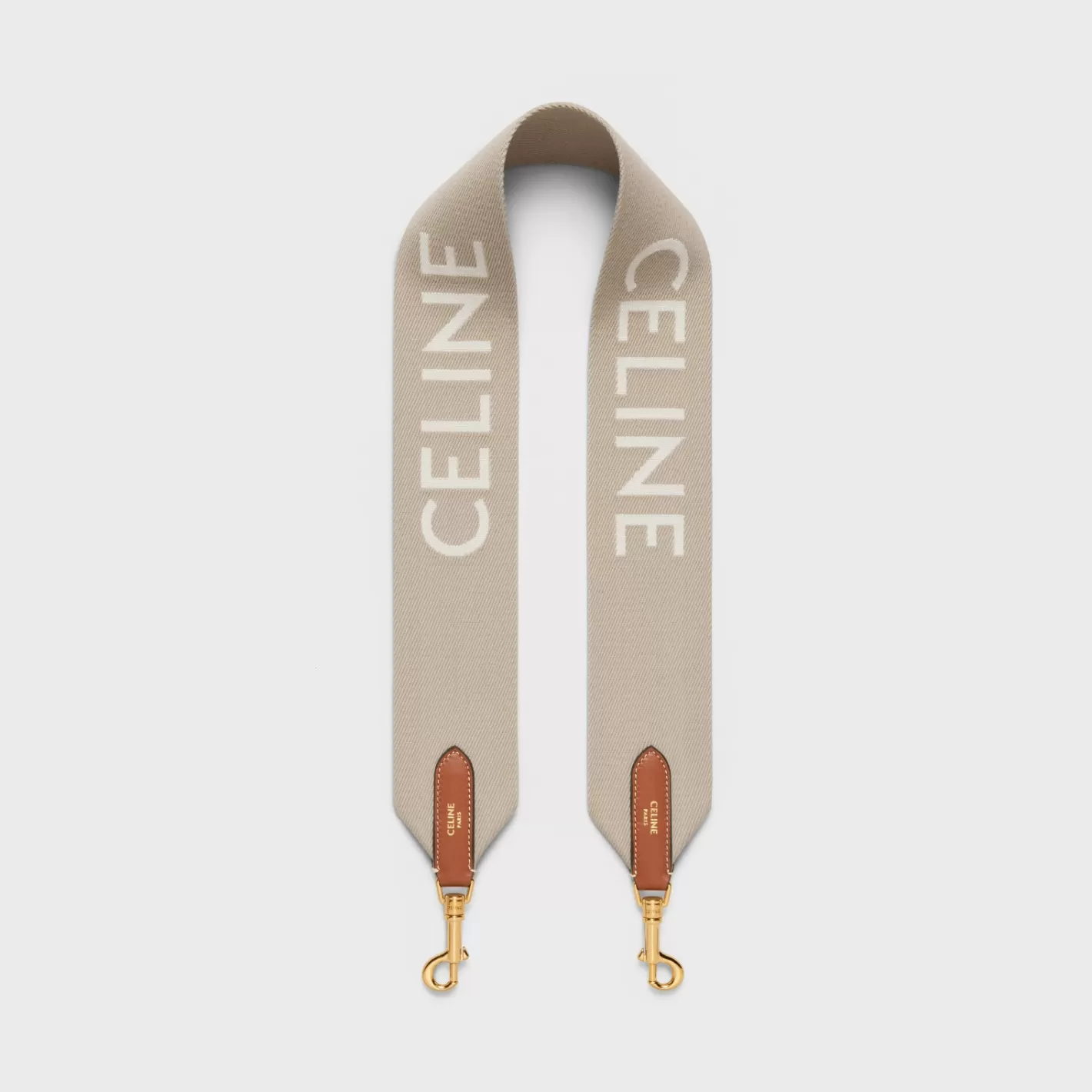 Online CELINE Short Strap in Wool with jacquard with GOLD FINISHING BEIGE/WHITE