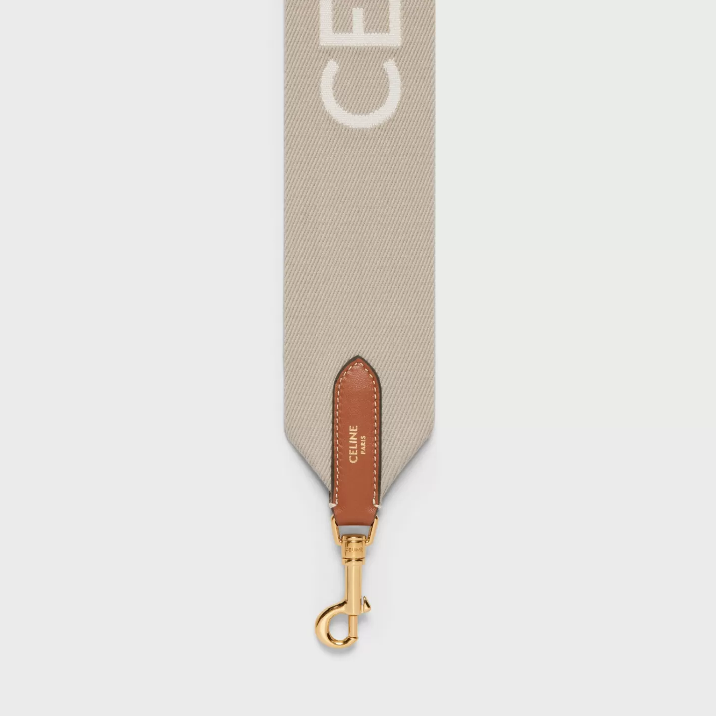 Online CELINE Short Strap in Wool with jacquard with GOLD FINISHING BEIGE/WHITE