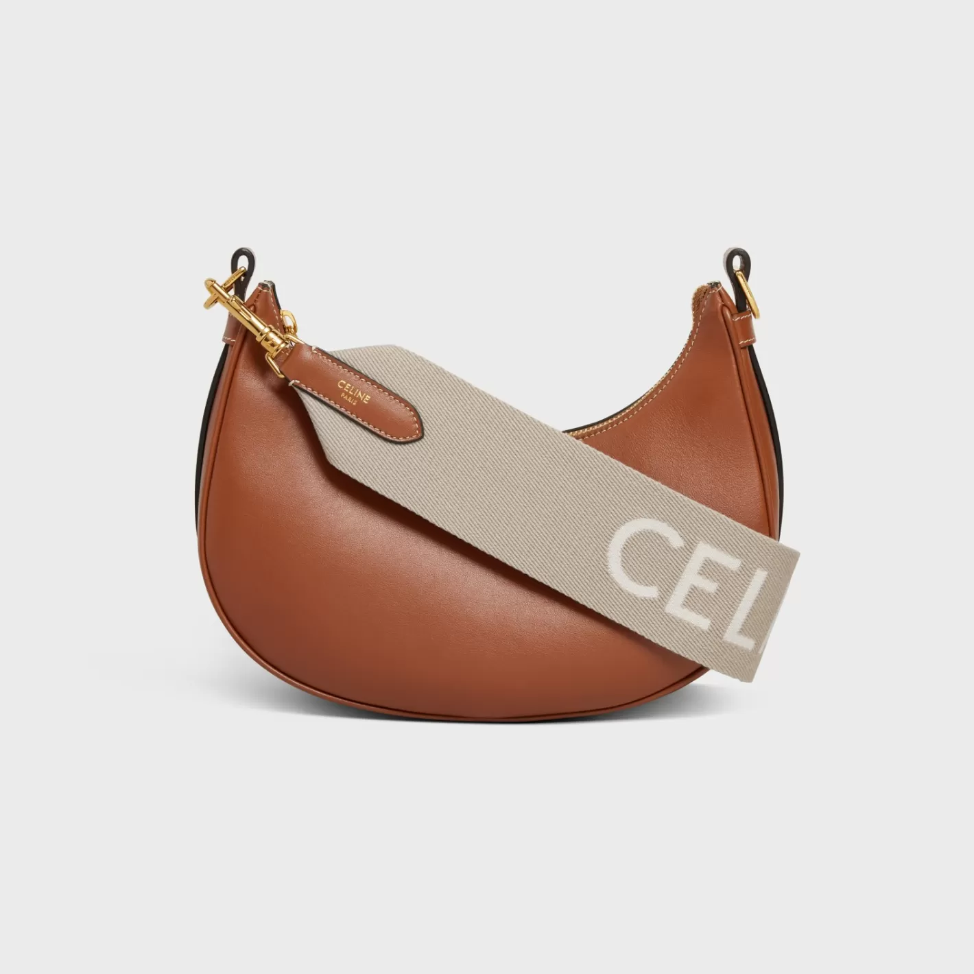 Online CELINE Short Strap in Wool with jacquard with GOLD FINISHING BEIGE/WHITE