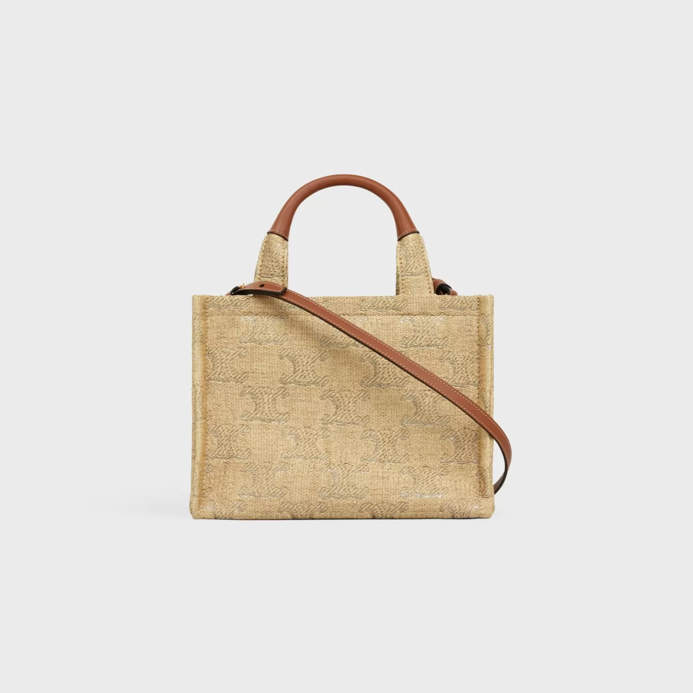 Sale CELINE small cabas thais in raffia effect textile with triomphe jacquard NATURAL/SILVER