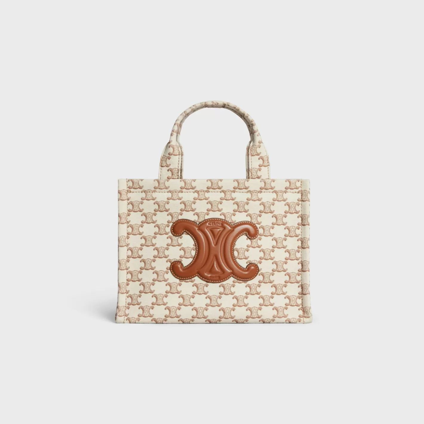 Outlet CELINE small cabas thais in TEXTILE WITH TRIOMPHE CANVAS PRINT AND CALFSKIN WHITE