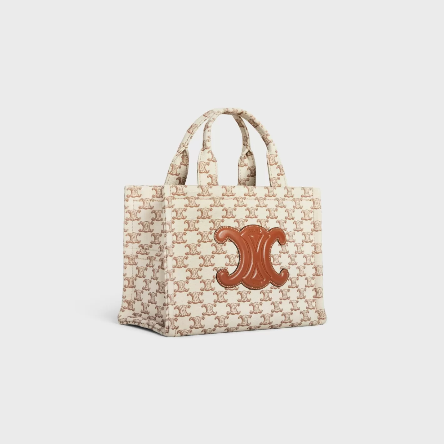Outlet CELINE small cabas thais in TEXTILE WITH TRIOMPHE CANVAS PRINT AND CALFSKIN WHITE