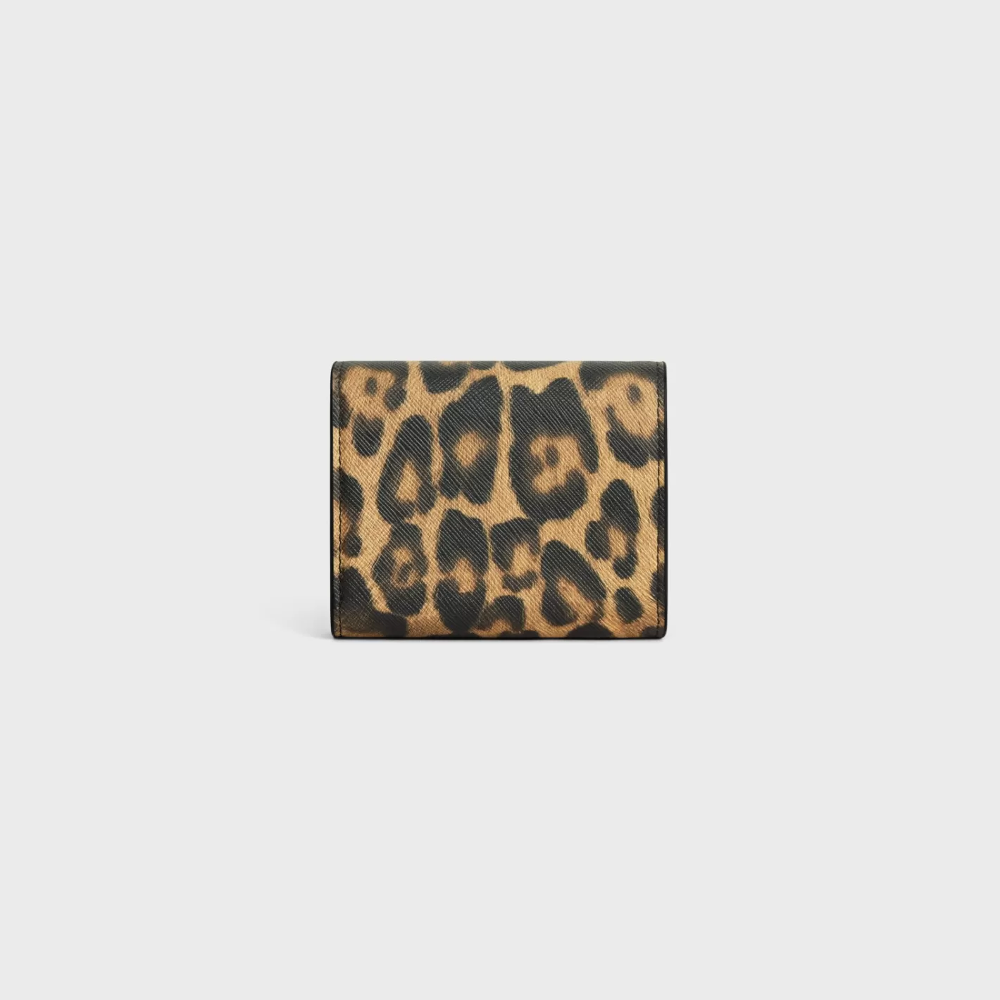 Shop CELINE Small Flap Wallet TRIOMPHE in CANVAS WITH PRINT LEOPARD