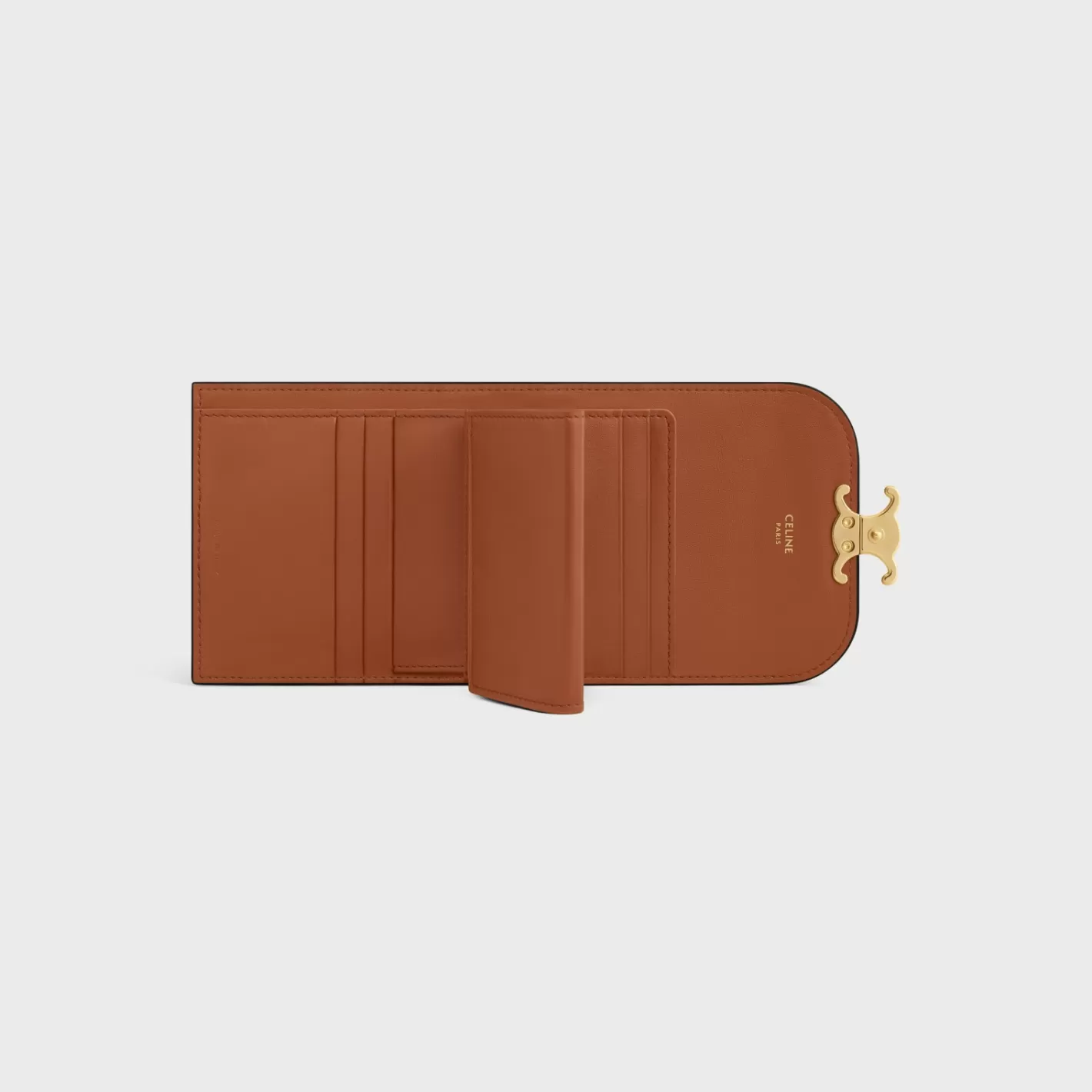 Shop CELINE Small Flap Wallet TRIOMPHE in CANVAS WITH PRINT LEOPARD