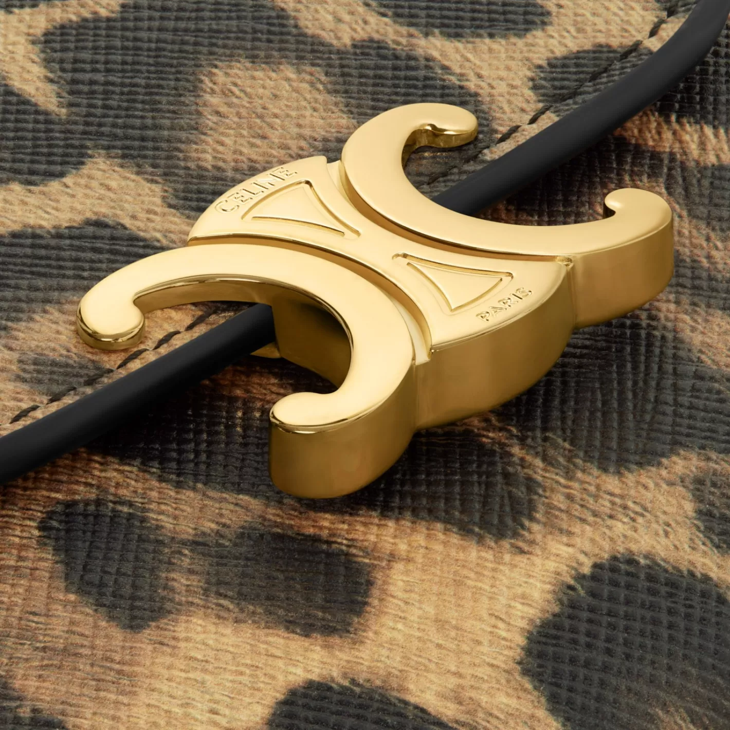 Shop CELINE Small Flap Wallet TRIOMPHE in CANVAS WITH PRINT LEOPARD