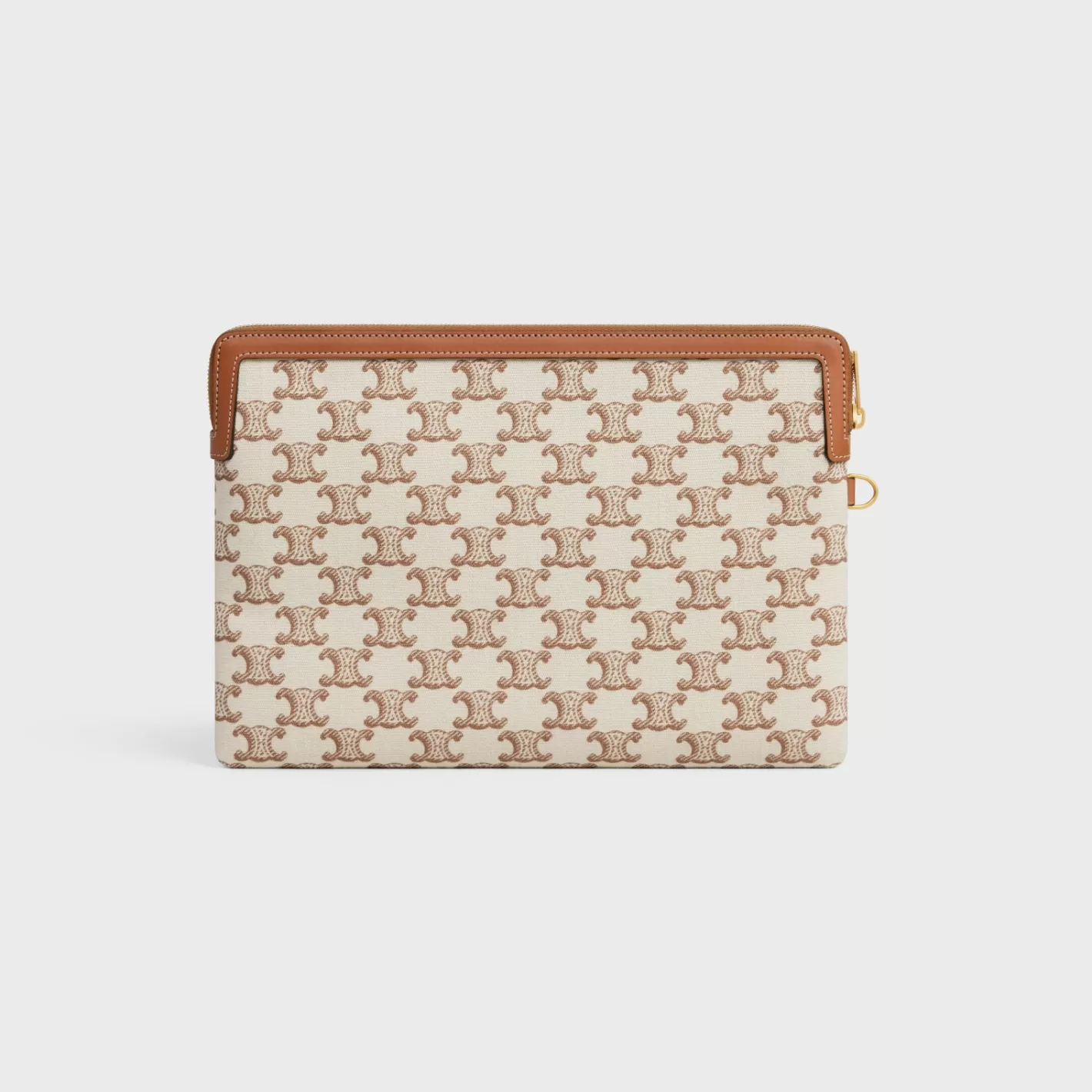Flash Sale CELINE SMALL POUCH WITH STRAP in TEXTILE WITH TRIOMPHE PRINT AND CALFSKIN WHITE