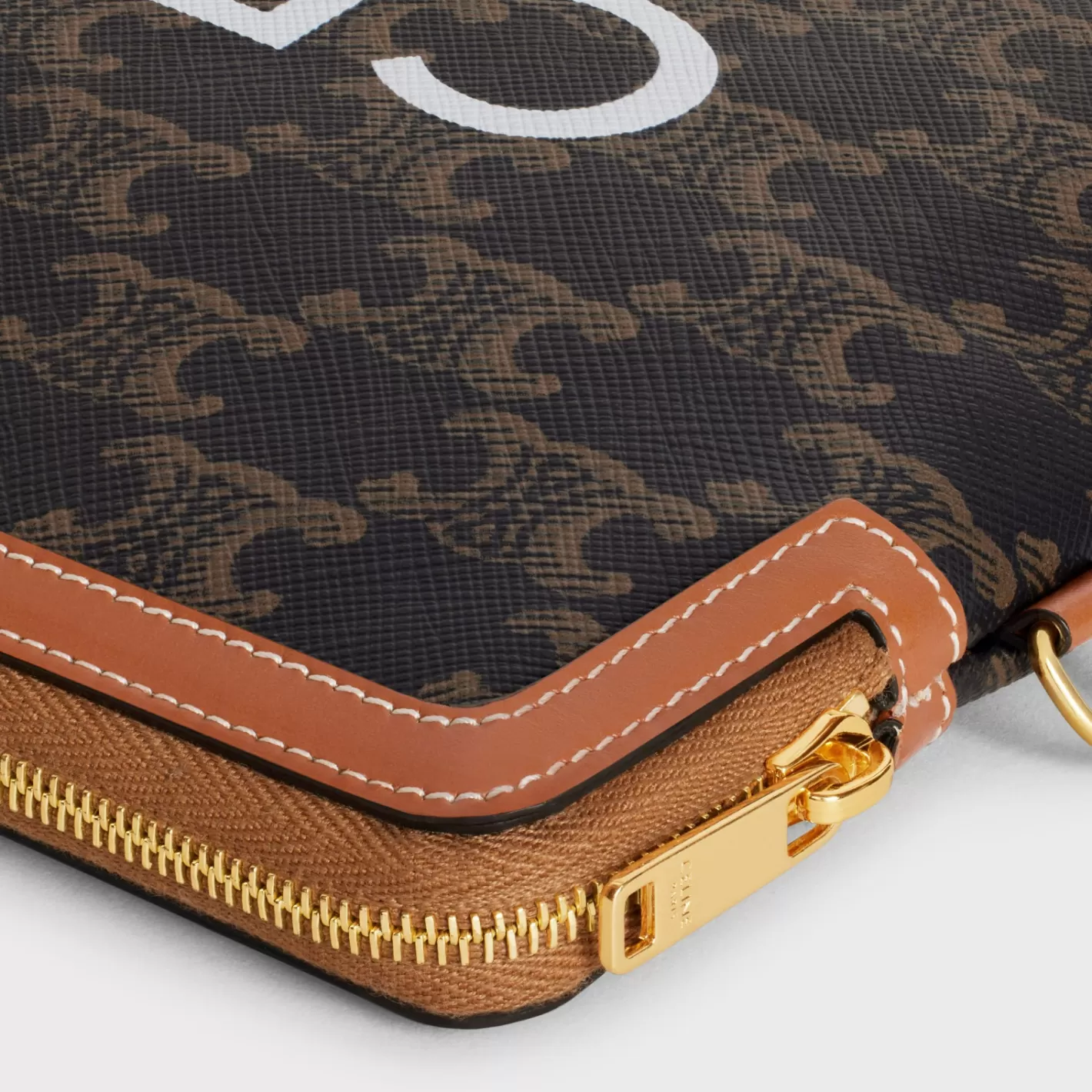 Hot CELINE SMALL POUCH WITH STRAP in TRIOMPHE CANVAS WITH PRINT TAN