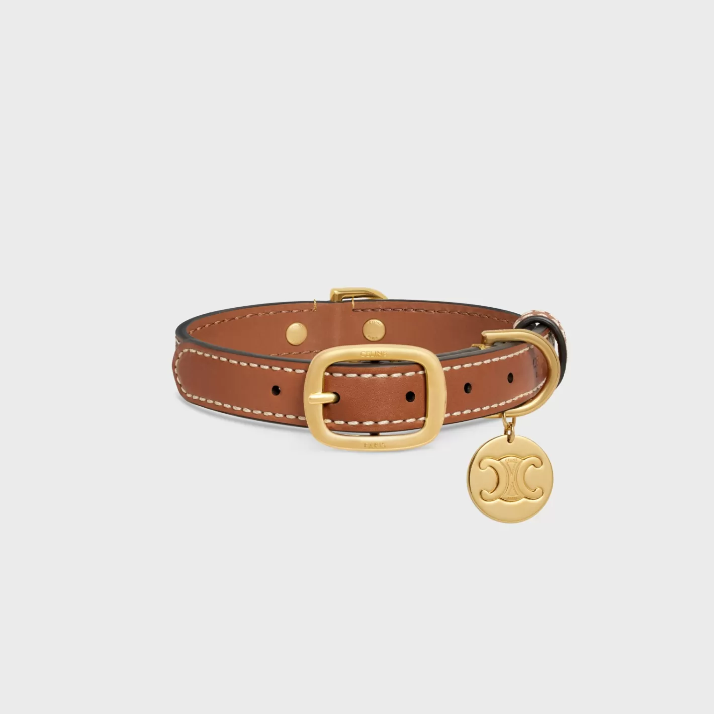 Cheap CELINE Small thin dog collar in triomphe canvas with print and calfskin LEOPARD