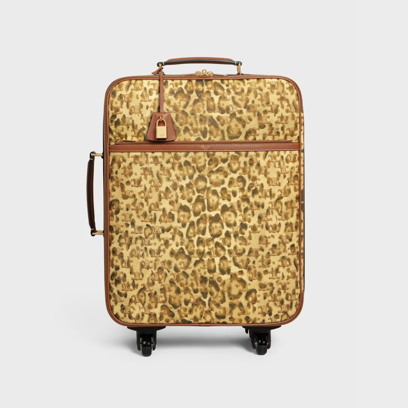 Cheap CELINE Small trolley in triomphe canvas with print and calfskin LEOPARD