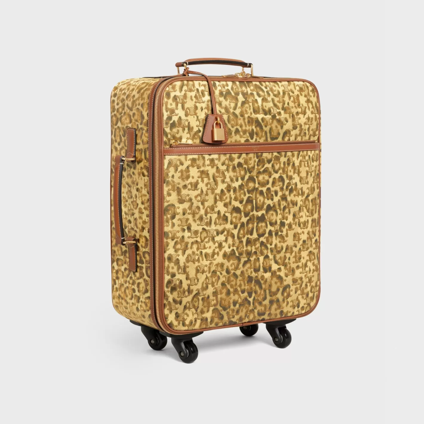 Cheap CELINE Small trolley in triomphe canvas with print and calfskin LEOPARD