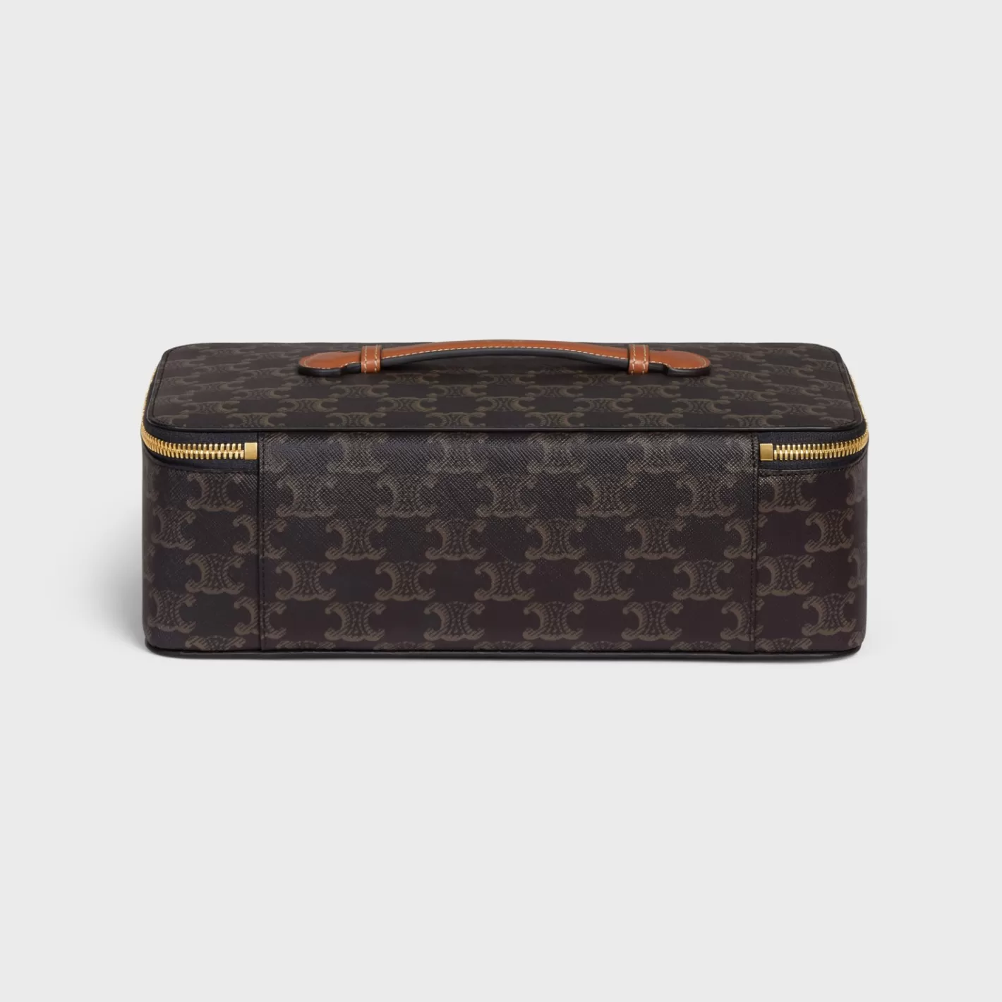 Shop CELINE Top Handle Large Toiletry Case in Triomphe Canvas and Calfskin TAN