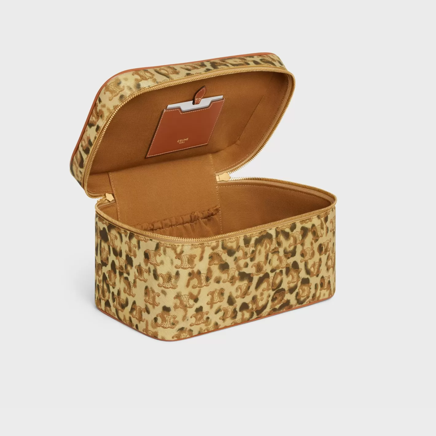 Best CELINE Travel vanity case in Triomphe canvas with print and calfskin LEOPARD