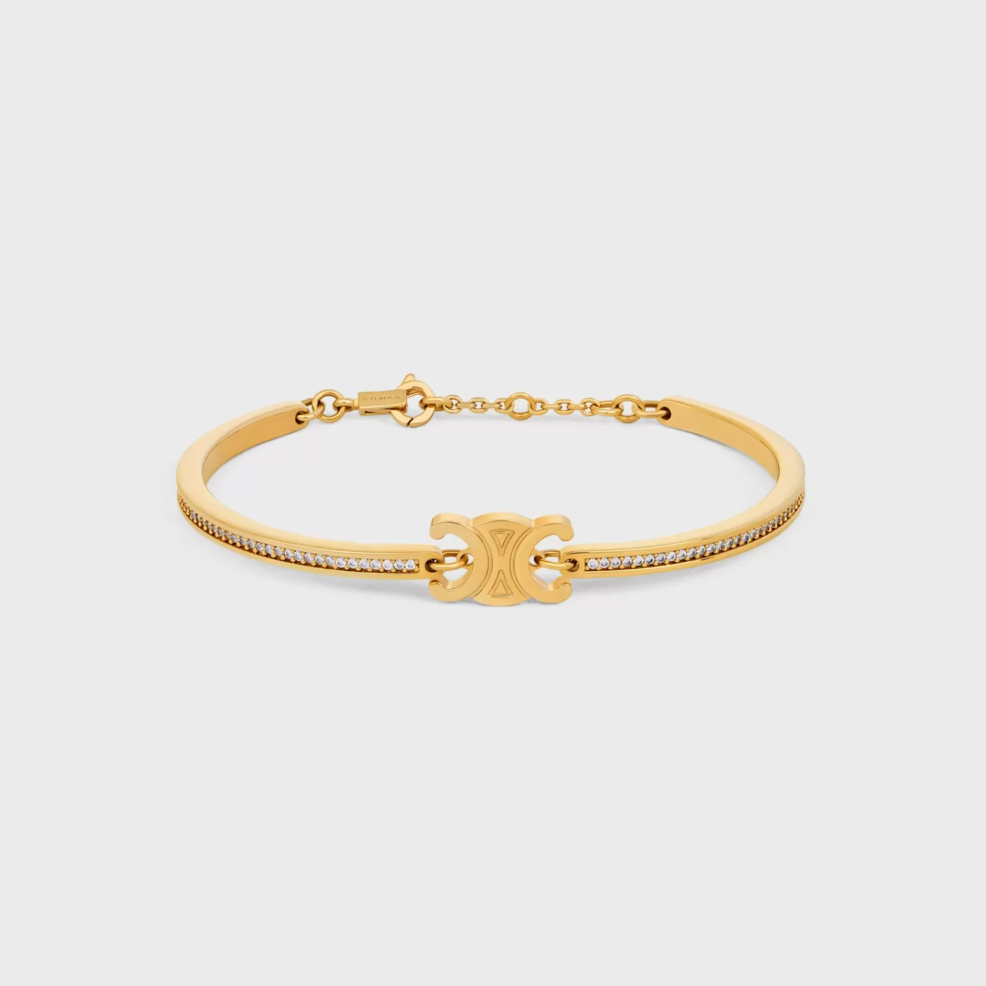 Hot CELINE Triomphe Articulated Sparkle Bracelet in Strass and Brass with Finish GOLD