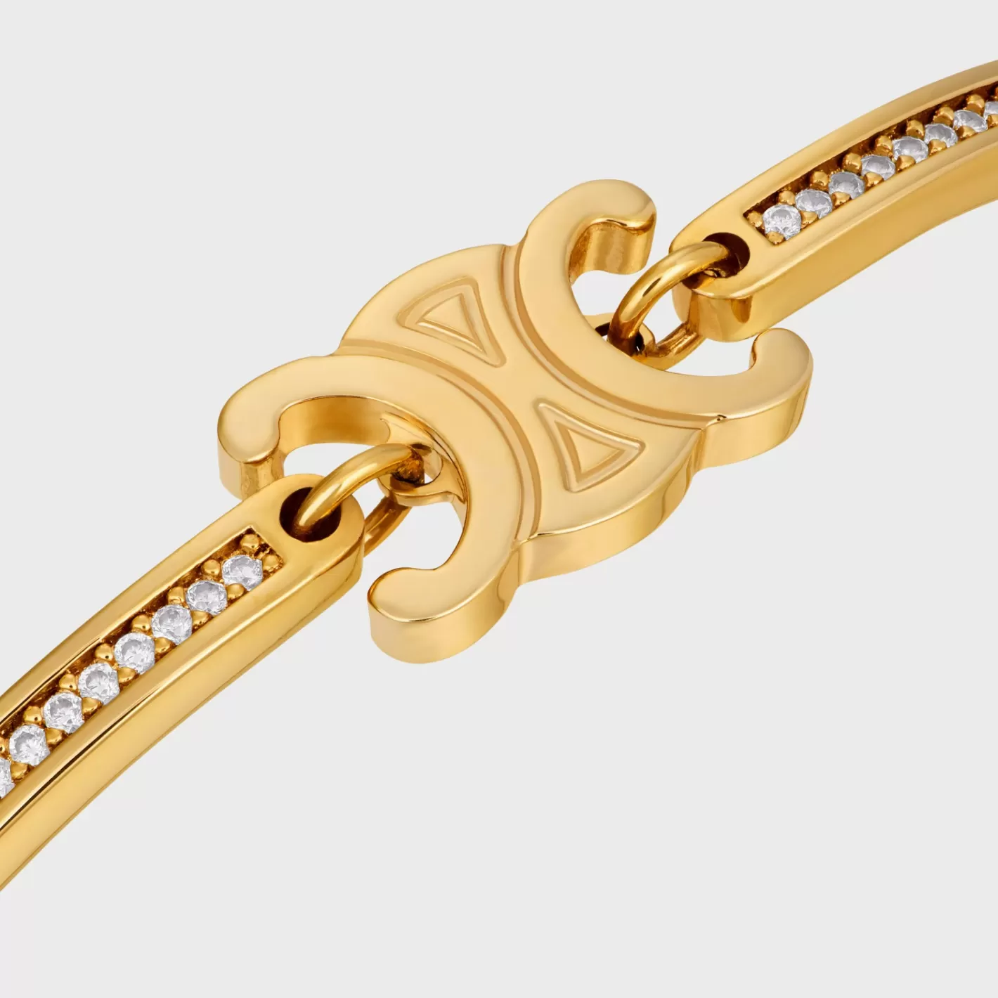 Hot CELINE Triomphe Articulated Sparkle Bracelet in Strass and Brass with Finish GOLD